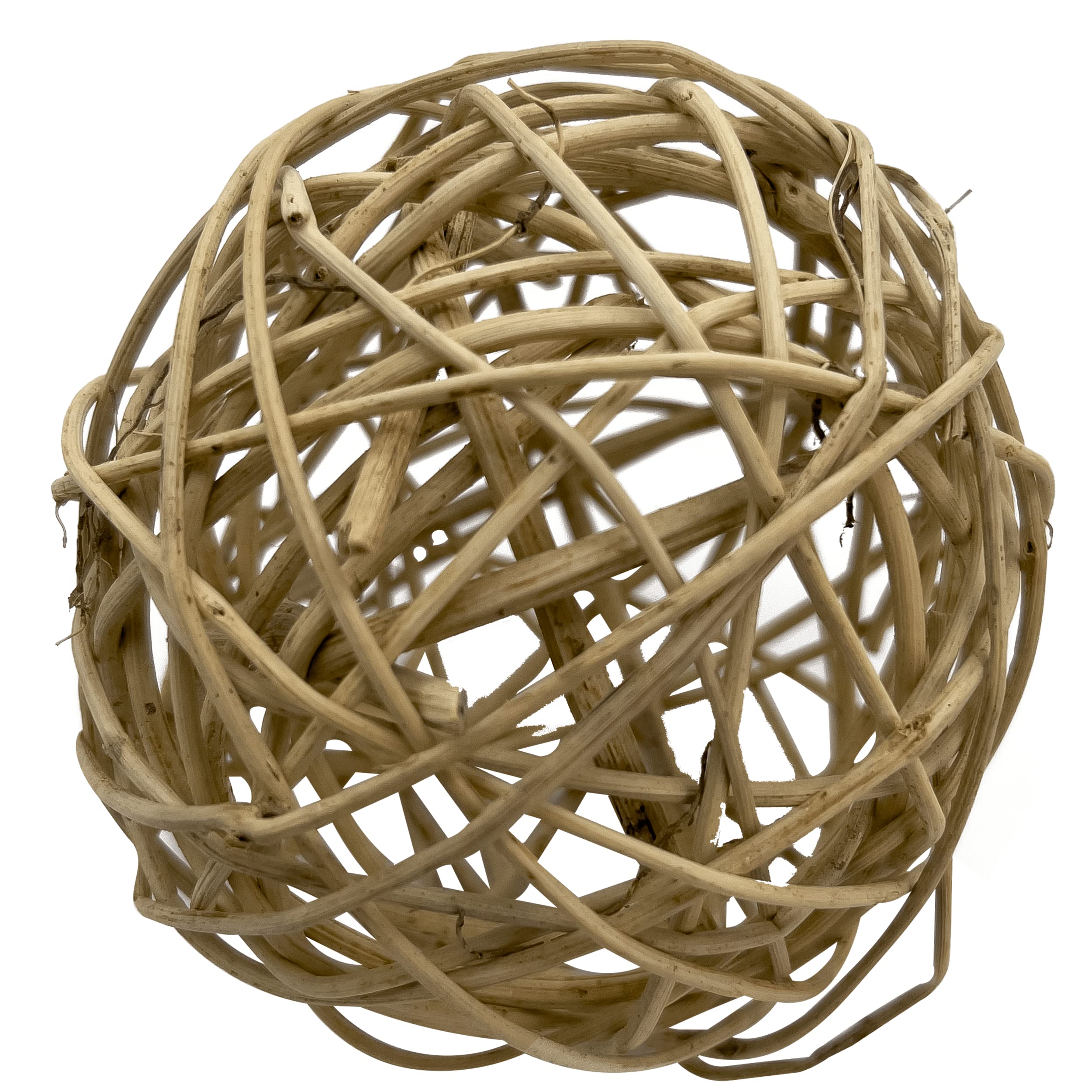 Mandarin Bird Toys By M&M 5070 Mega 4 Inch Natural Vine Ball - Handwoven Natural Rattan Ball, Lightweight, Chewable, Stuffable, 
