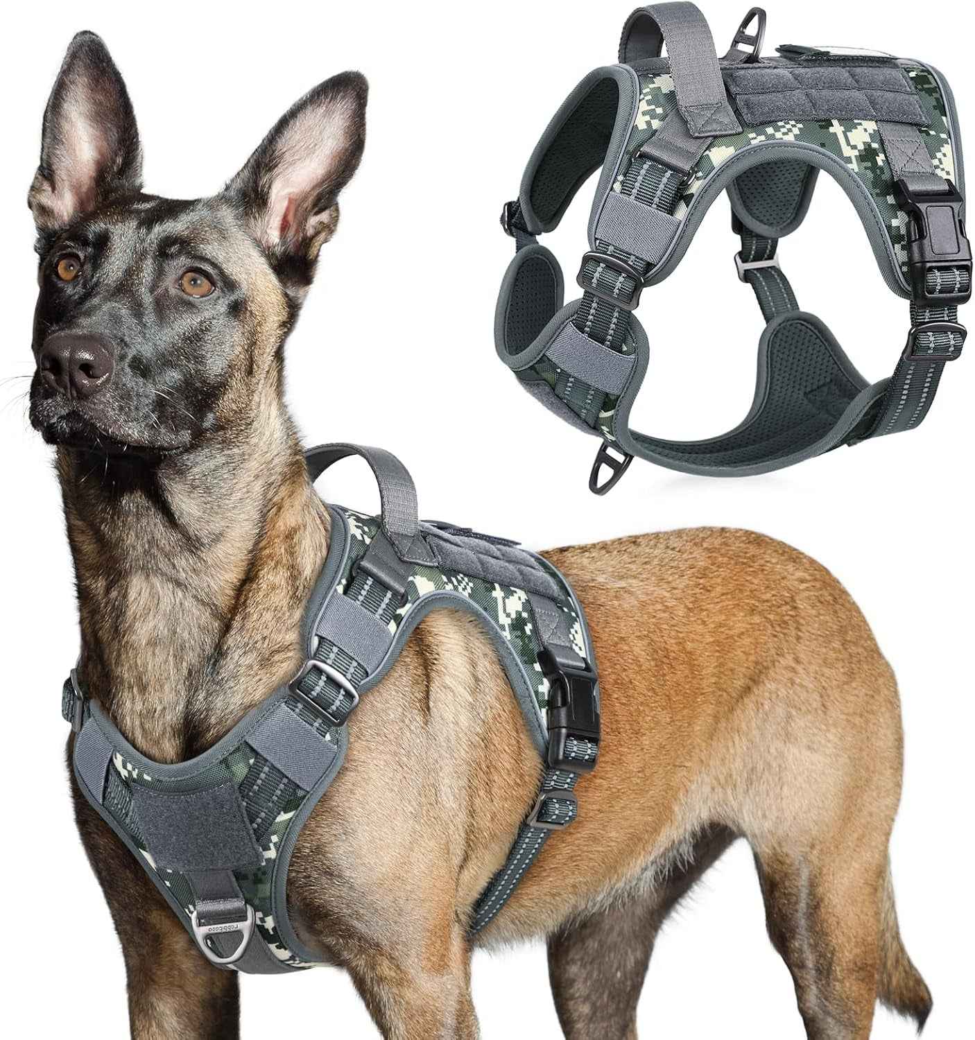 No-Pull Tactical Dog Harness MOLLE Vest for Medium & Large Dogs