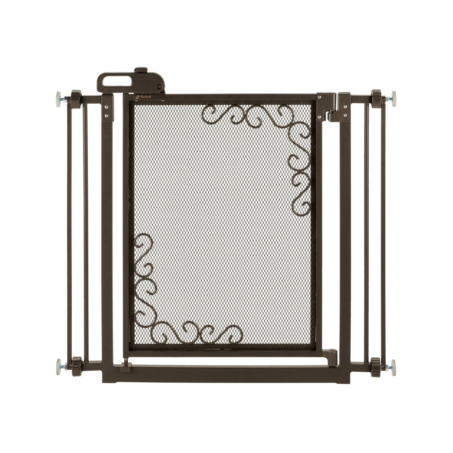 Richell - One-Touch Metal Mesh Pet Gate (94941) Antique Bronze Pet Gate, Medium