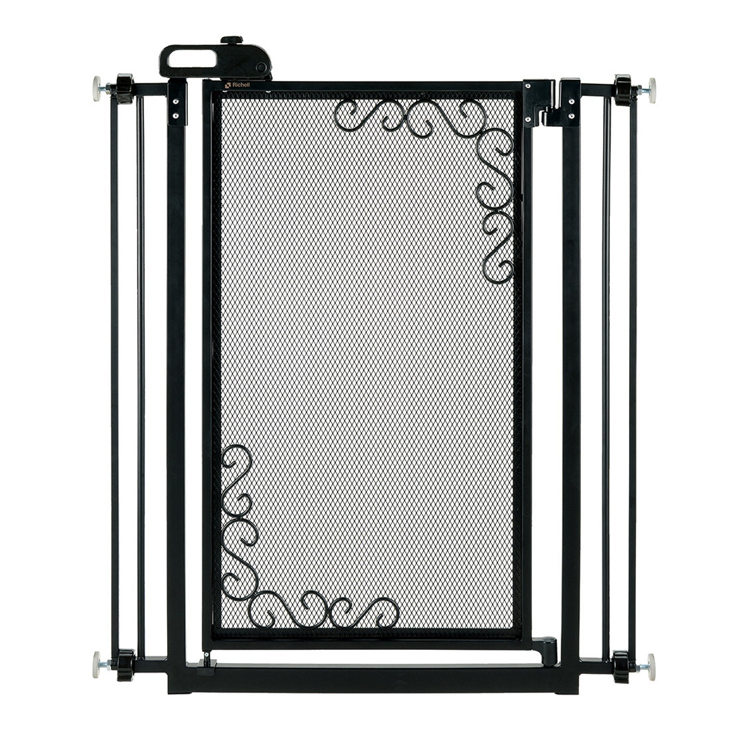 Richell - Tall One-Touch Metal Mesh Pet Gate (94942) Black Pet Gate