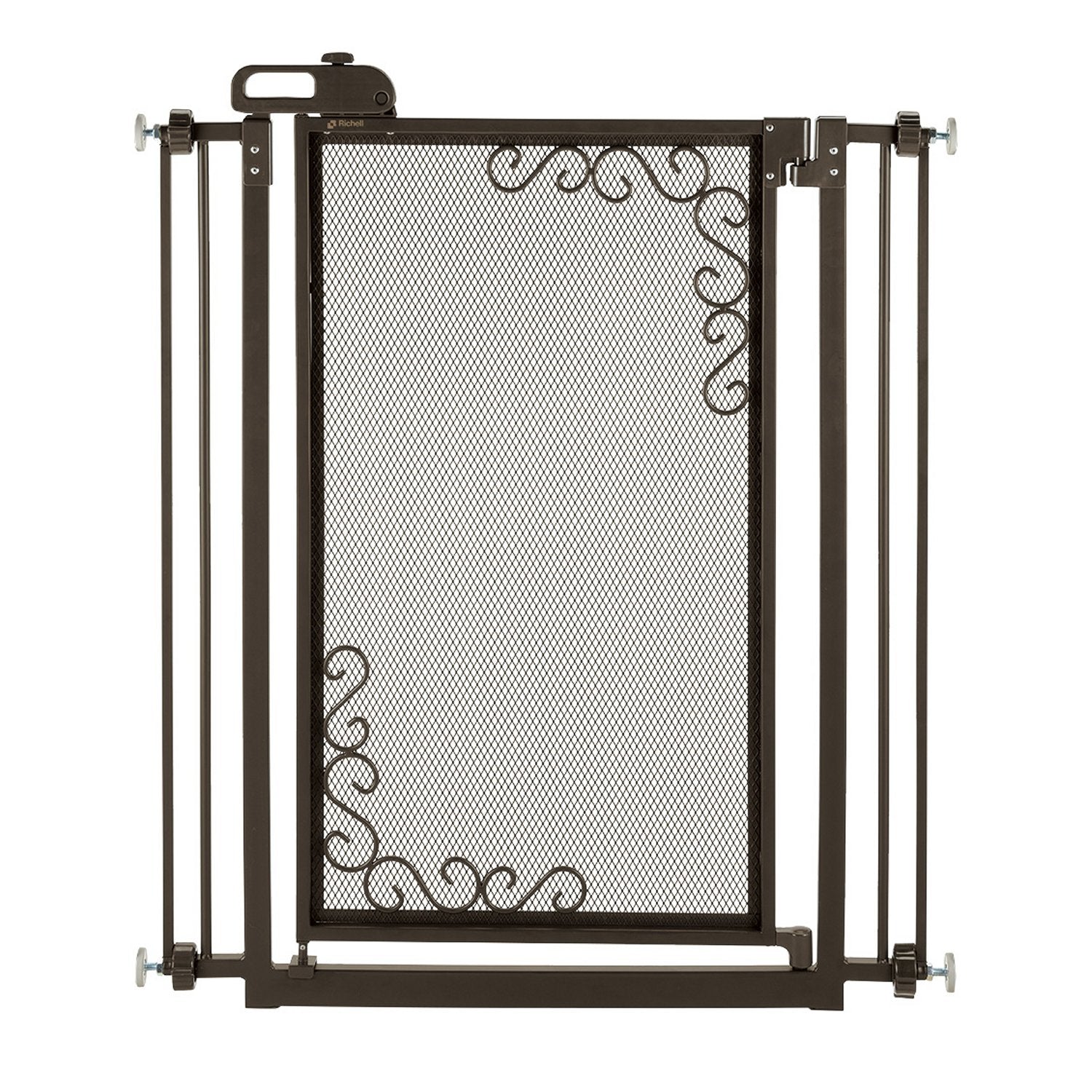 Richell - Tall One-Touch Metal Mesh Pet Gate (94943) Antique Bronze Pet Gate
