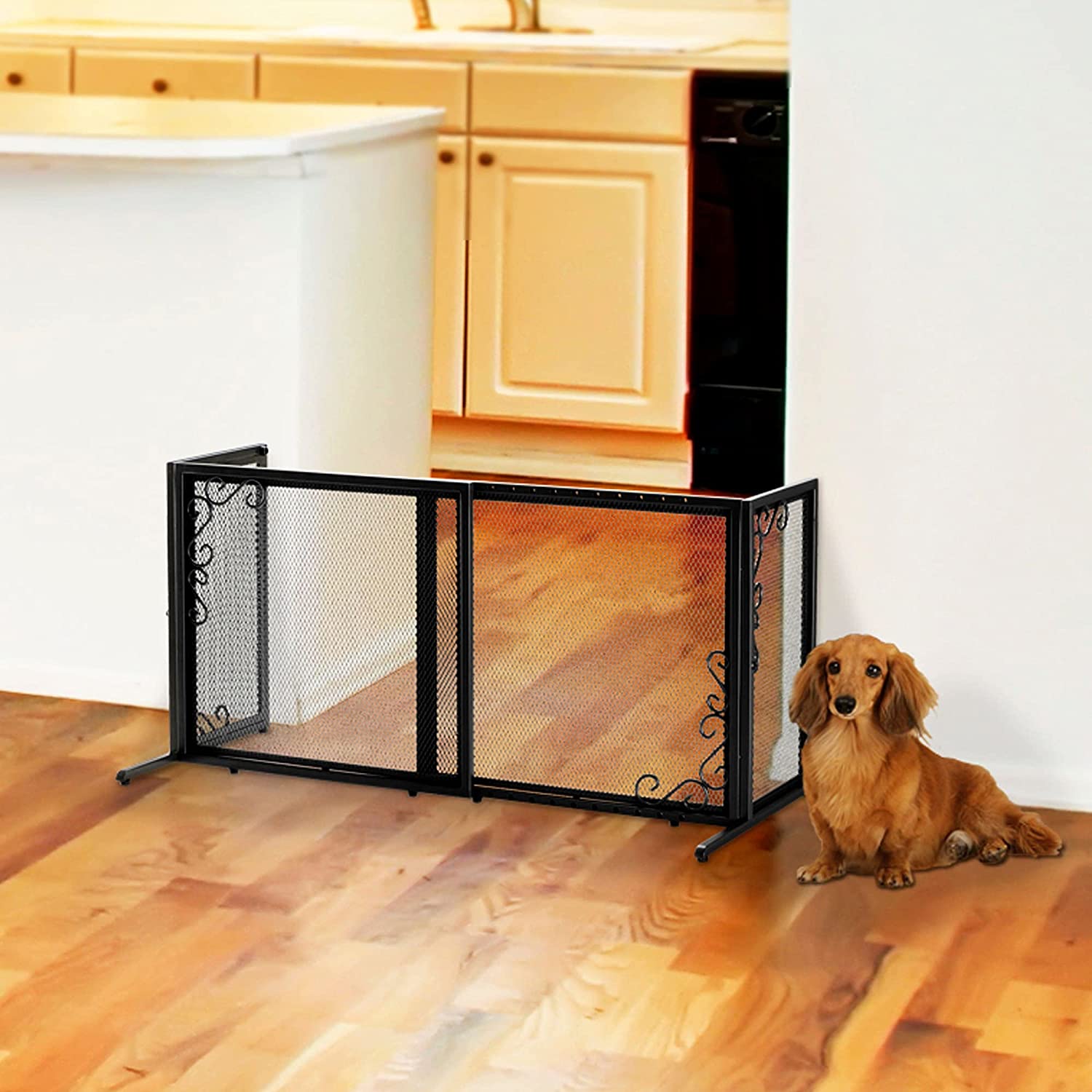 Richell USA - Freestanding Metal Mesh Pet Gate Small (94945) (Antique Bronze)