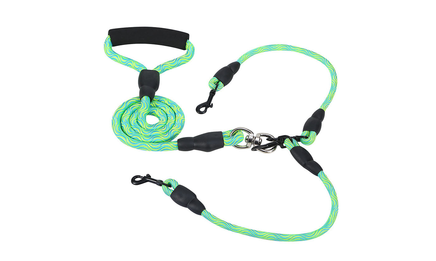 Double Dogs Leash NoTangle Dogs Lead Reflective Dogs Walking Leash w/ Swivel Coupler Padded Handle