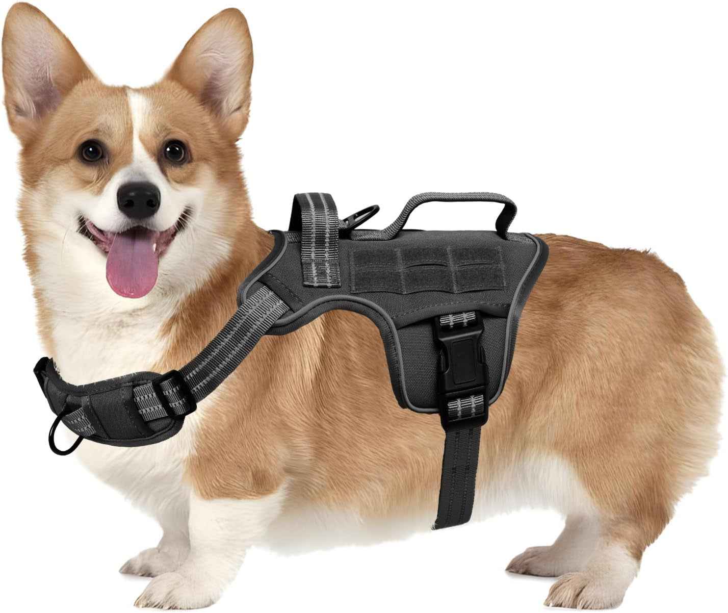 Tactical Dog Harness MOLLE Vest – Camo, S–XL, No-Pull