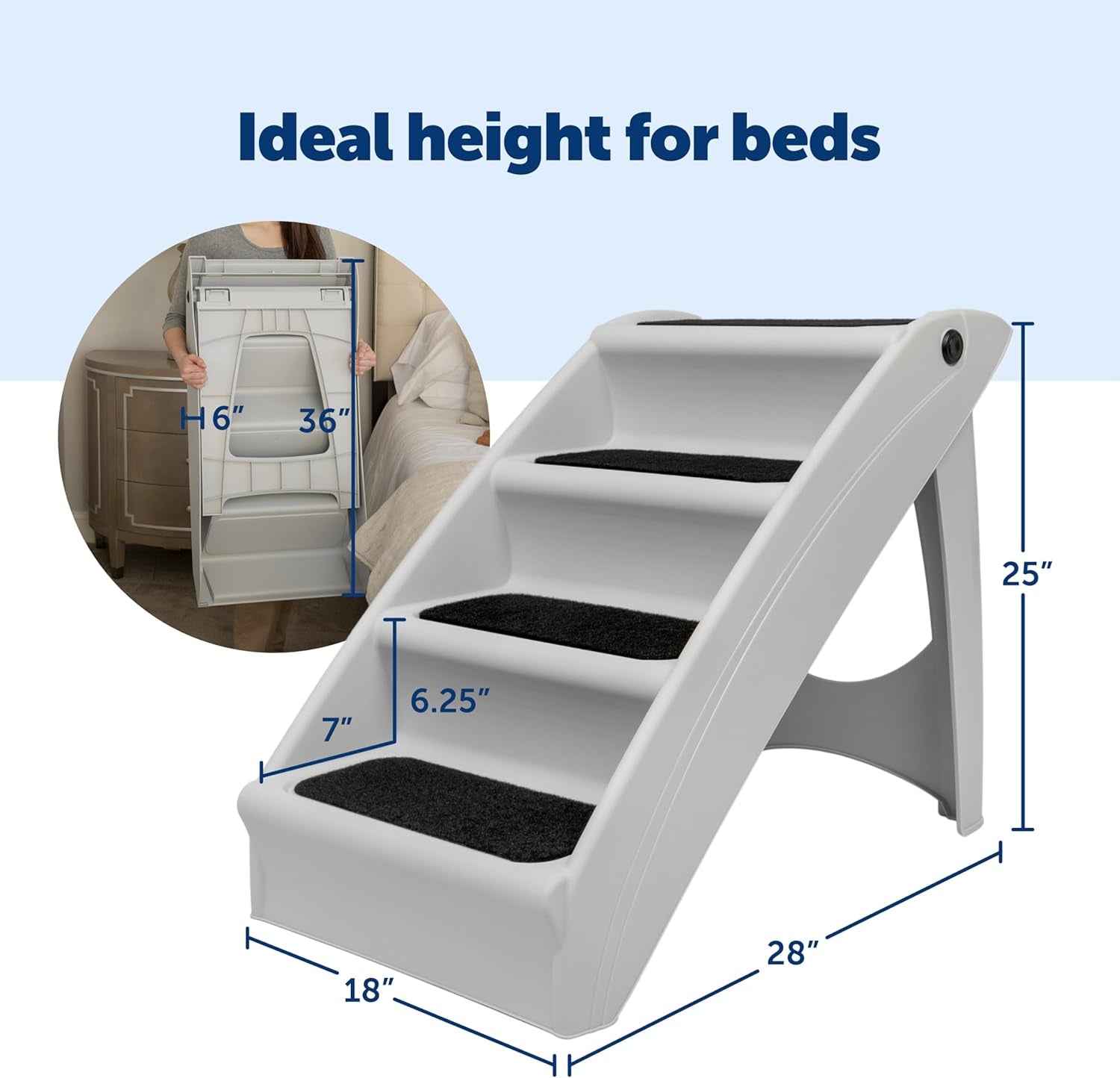 Foldable Dog Stairs for Bed Non Slip Pet Steps 20 25 Inch