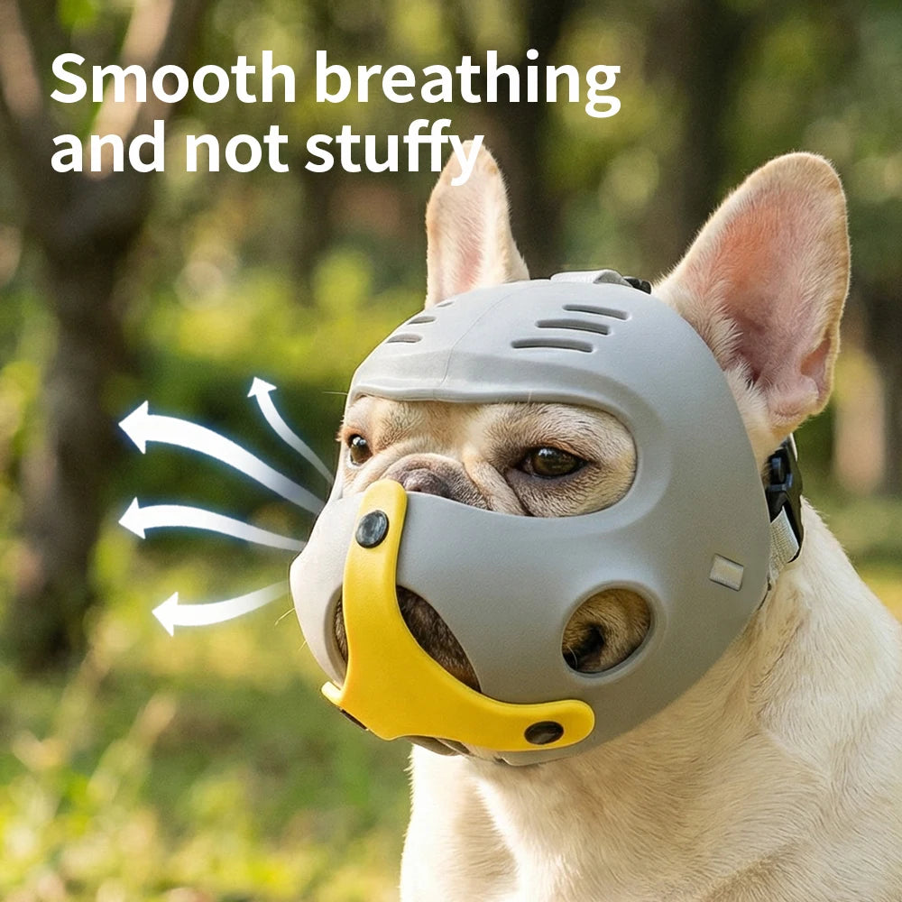 Adjustable Aggressive Dog Flat-Faced Anti Barking Face Mesh French Bulldog Pet Dog Muzzle Biting Chewing