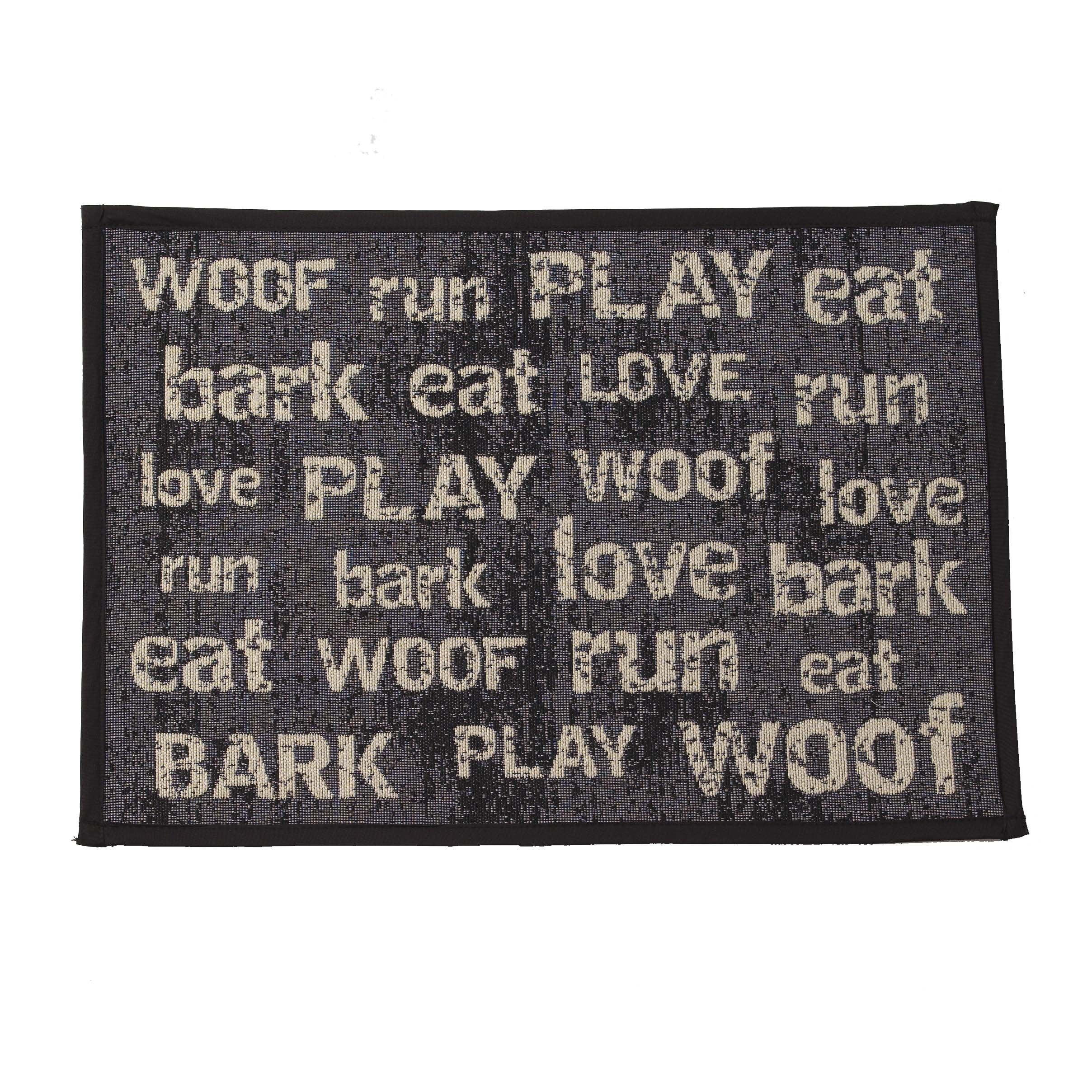 Petrageous 12062 Vintage Tapestry Dog And Cat Non-Skid Machine Washable Mat For Pet Feeding Areas With Rubber Backing 13-Inch By 19-Inch For Dogs And Cats, Grey