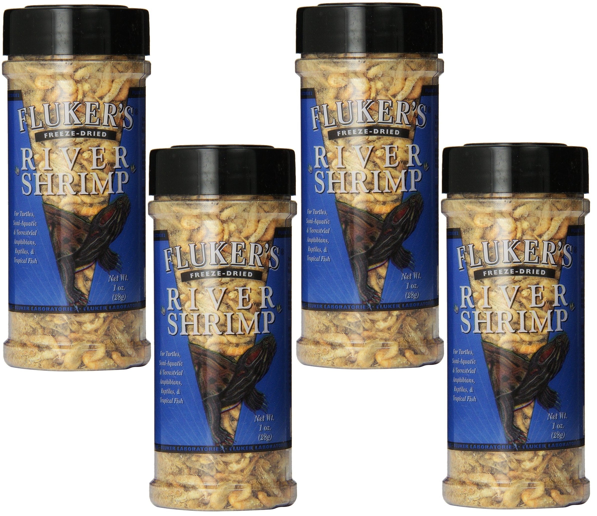 (4 Pack) Flukers Freeze Dried River Shrimp Pet Food, 1-Ounce Jars