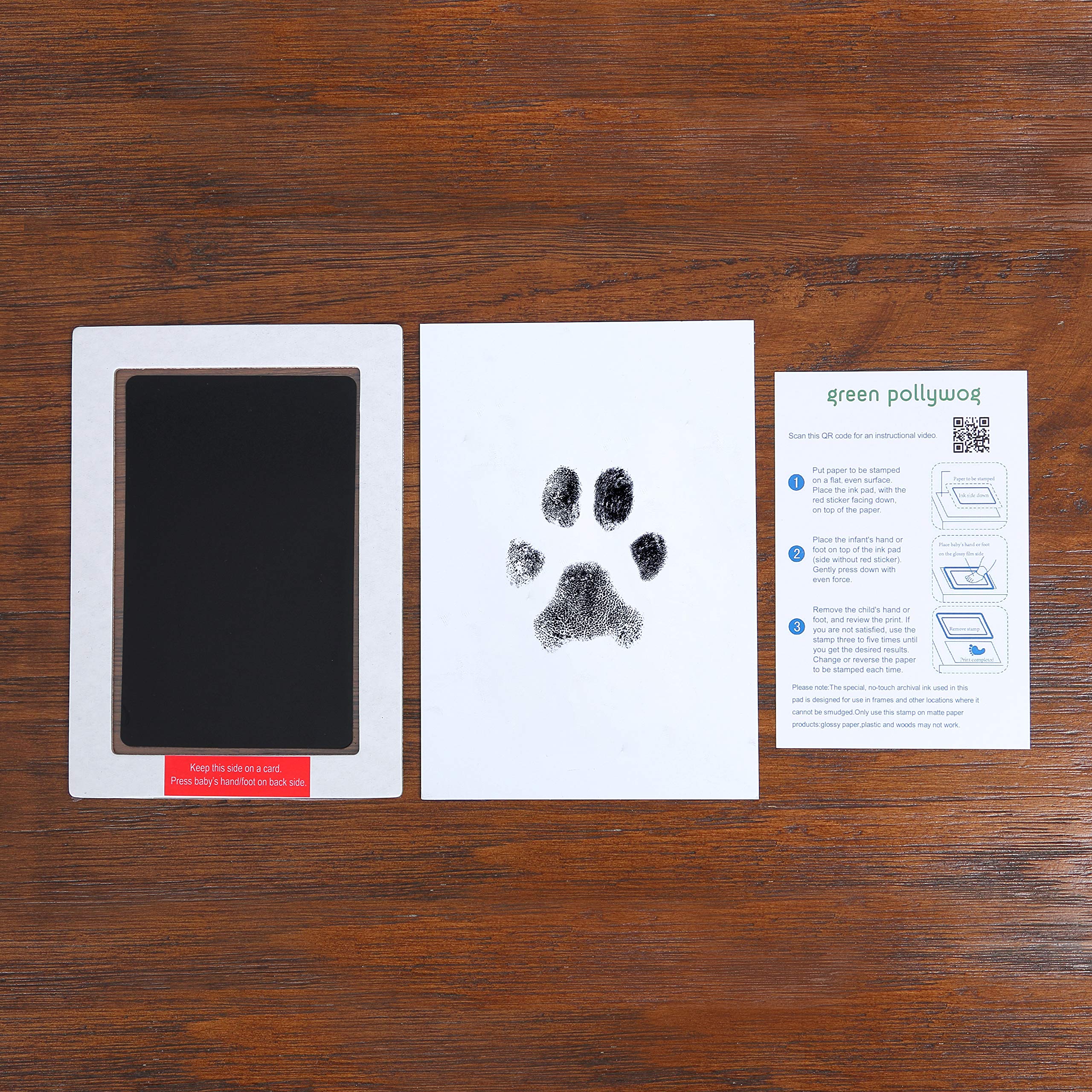 Green Pollywog | Extra-Large Clean Touch Inkless Ink Pad For Pets | Paw/Nose Prints For Dogs & Cats Non-Toxic | Paw Print Stamp Kit | Dog Paw Print Kit | Cat Footprint Keepsake (1-Pack)