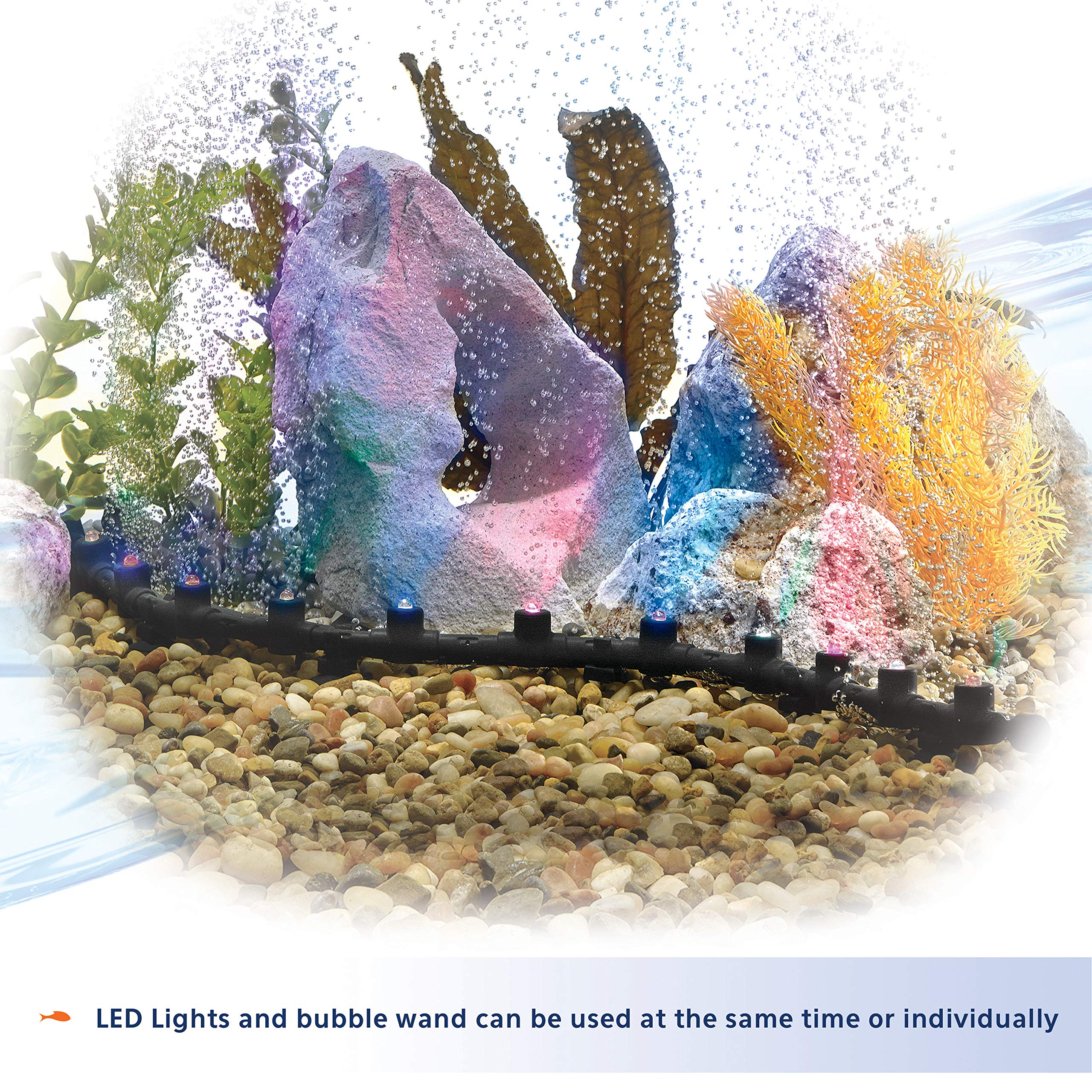 Aqueon Fish Tank Aquarium Flexible Led Accent Light And Bubble Wand, Multi Color, 14 Inch