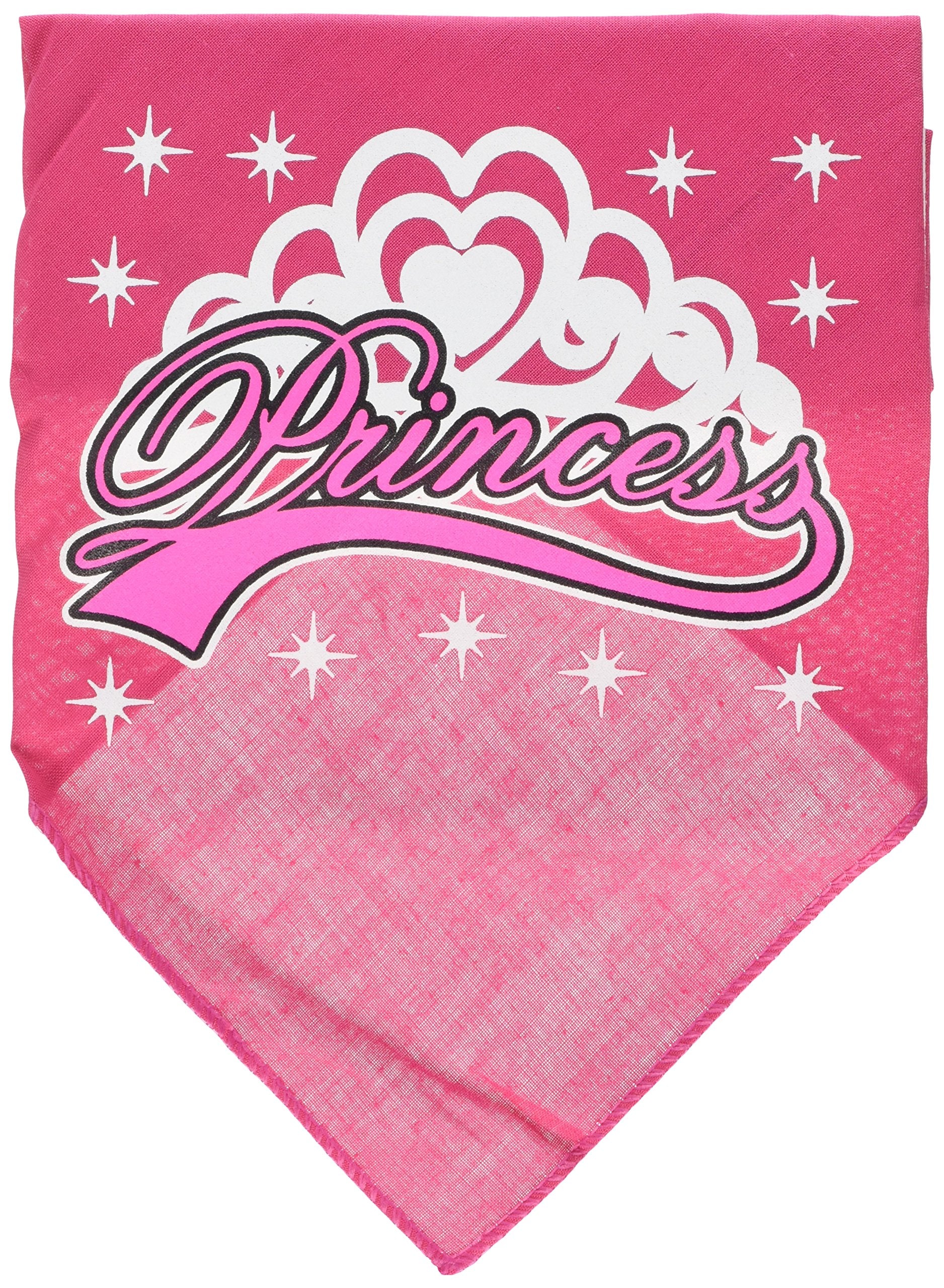 Pet and Dog Bandana Screen Printed, &quot;I'm A Princess&quot; Bright Pink Small