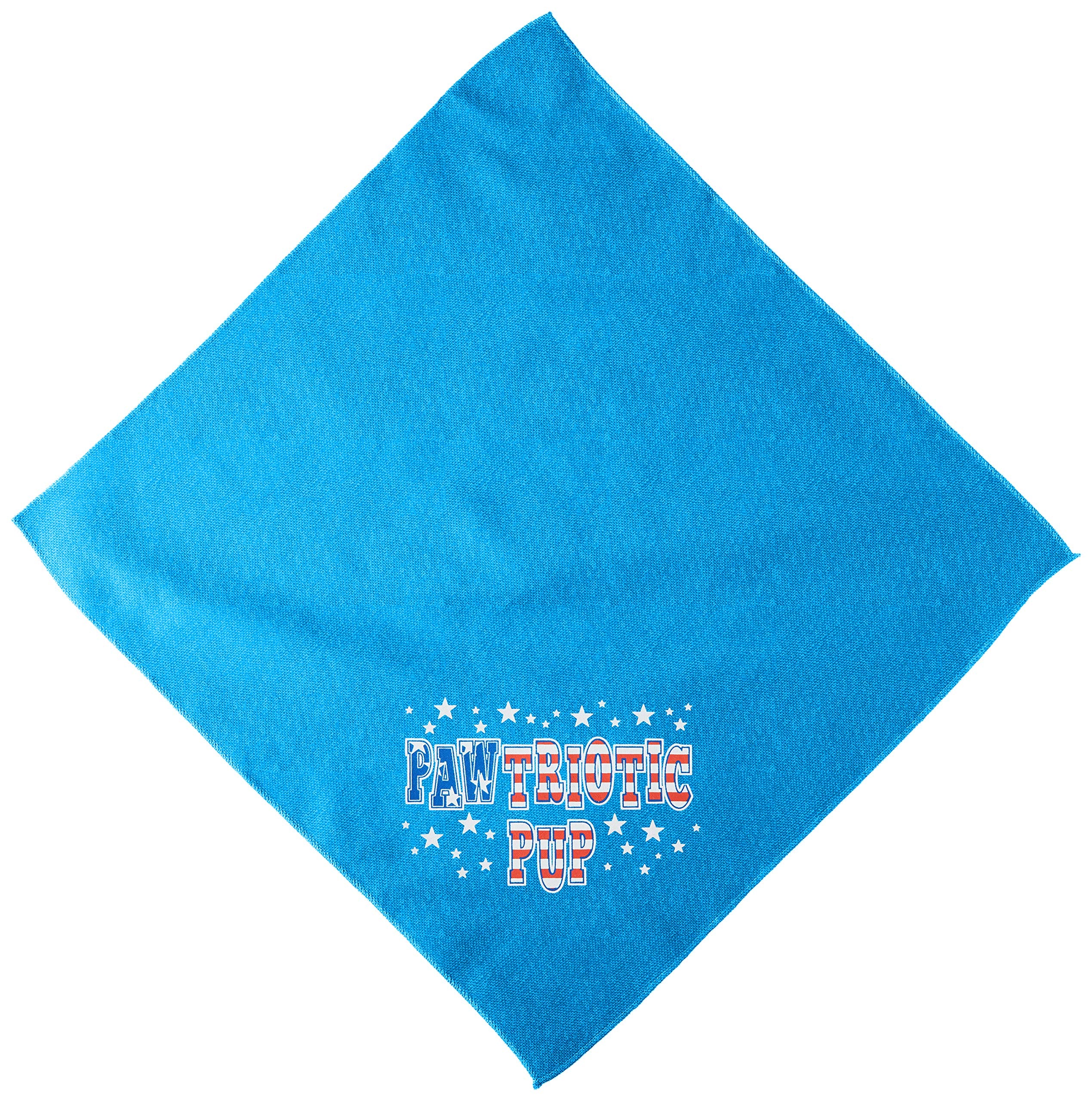 Pet and Dog Bandana Screen Printed, Pawtriotic Pup Turquoise Large