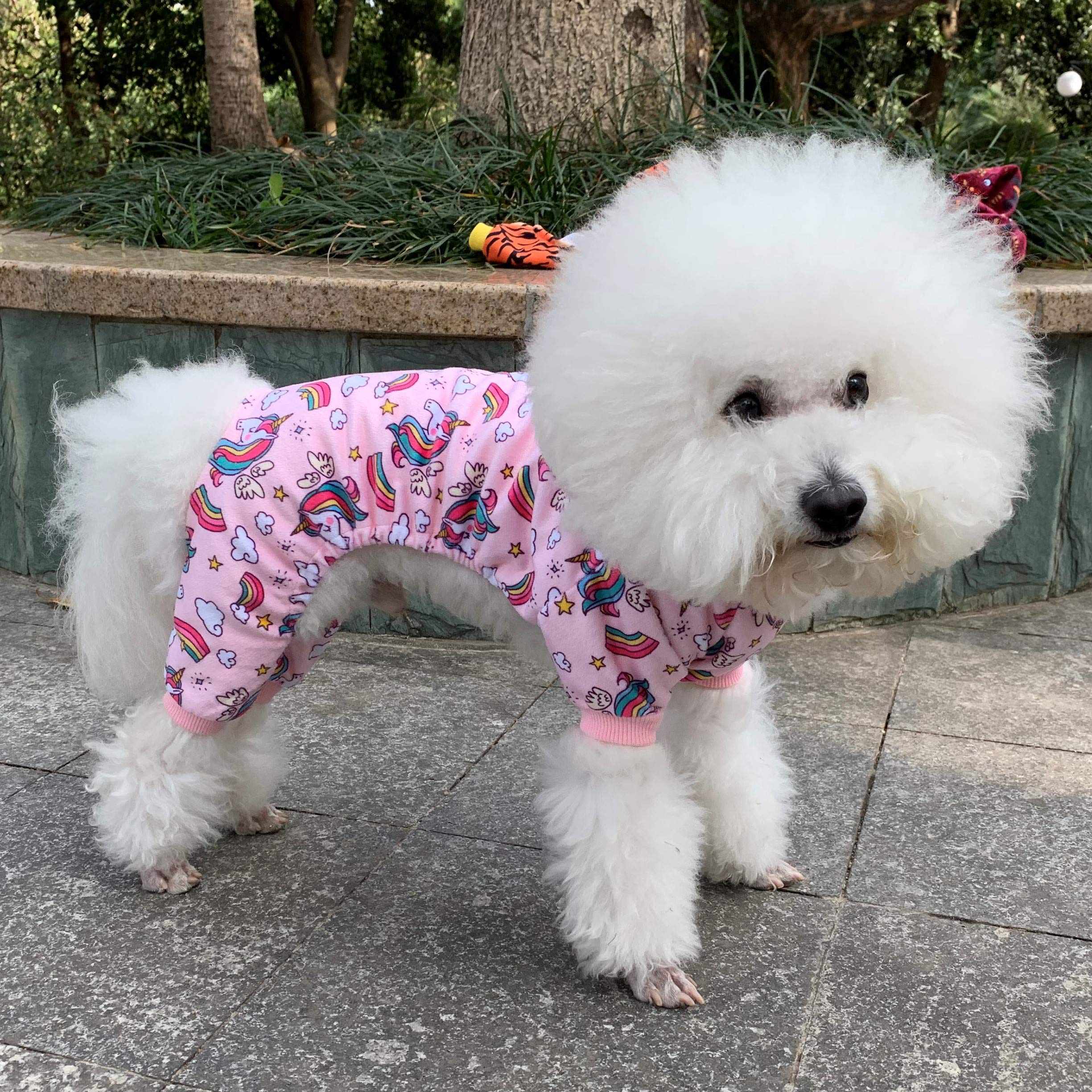 Cutebone Dog Pajamas Pink Unicorn Dog Apparel Dog Jumpsuit Pet Clothes Pajamas Puppy Clothes P67L