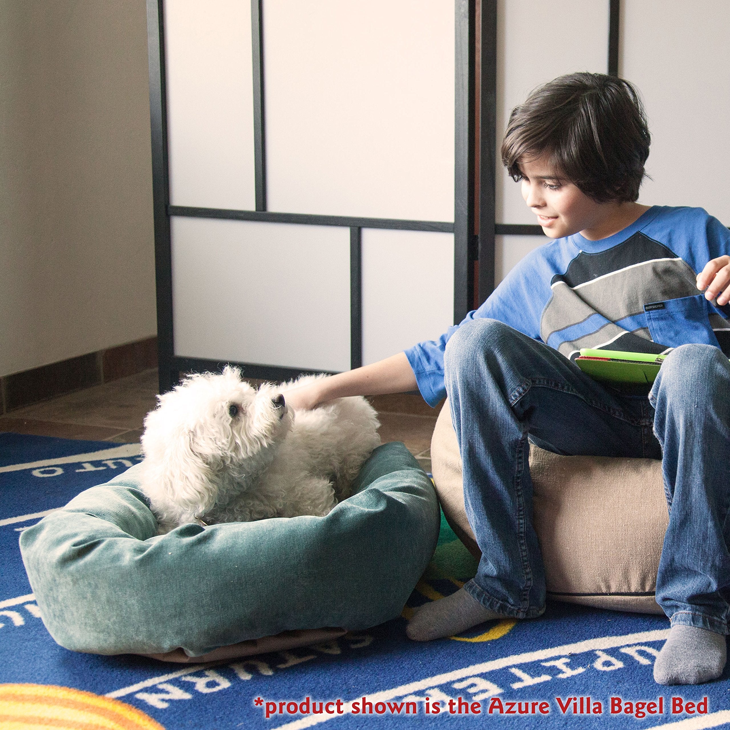 Majestic Pet Storm 24'' Micro Velvet Dog Bed, Soft Round Pet Bed With Spine Support, Water Resistant, Machine Washable, 24X19X7
