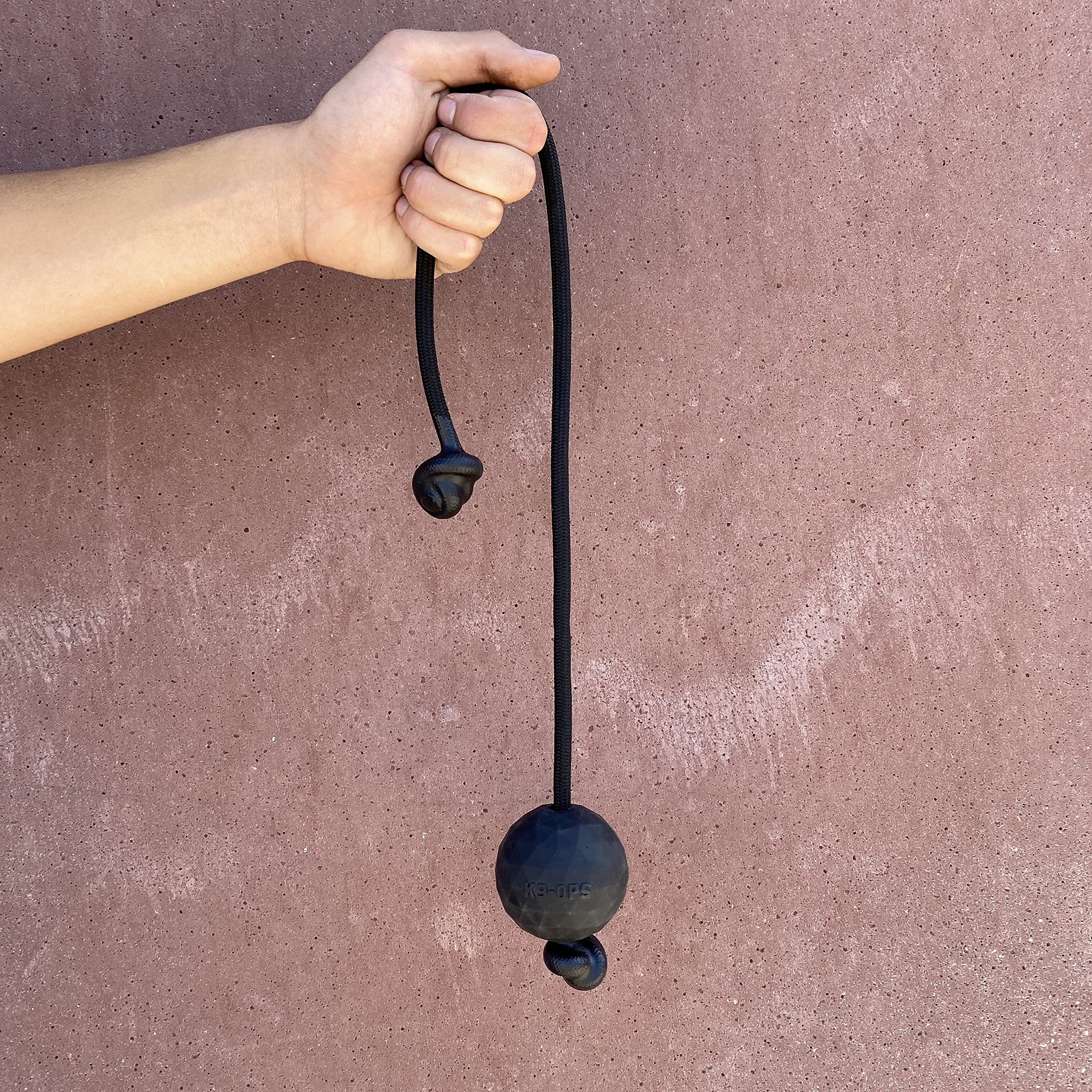 K9 Ops Dog Ball On A Rope Tug Toy - Rubber Fetch Training Reward - Large Dogs Durable Indestructible Chewers Pitbull Dobermann R