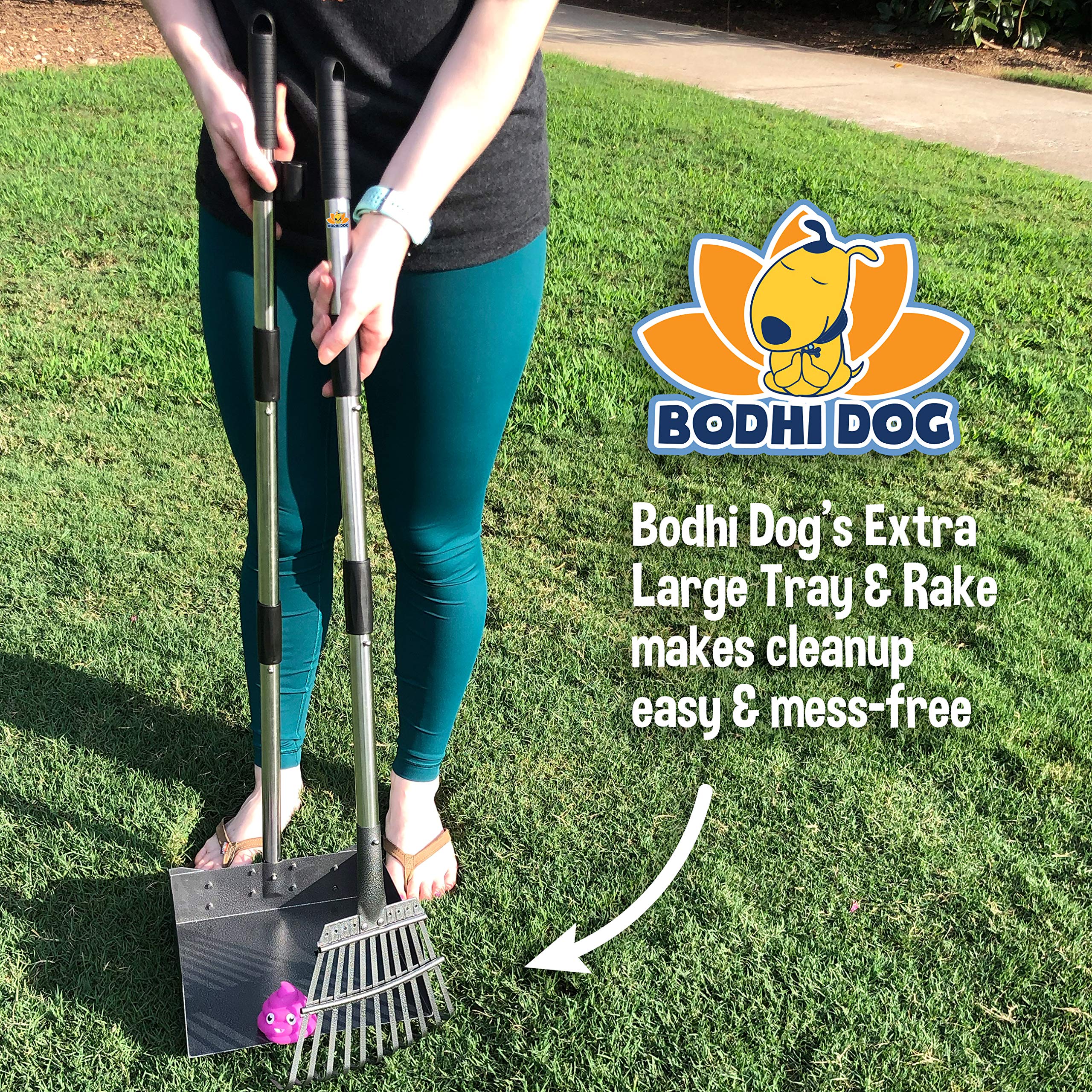 Bodhi Dog Extra Large Metal Pooper Scooper Tray & Rake for Small to XL Pets - Ideal for Grass, Streets, and Gravel