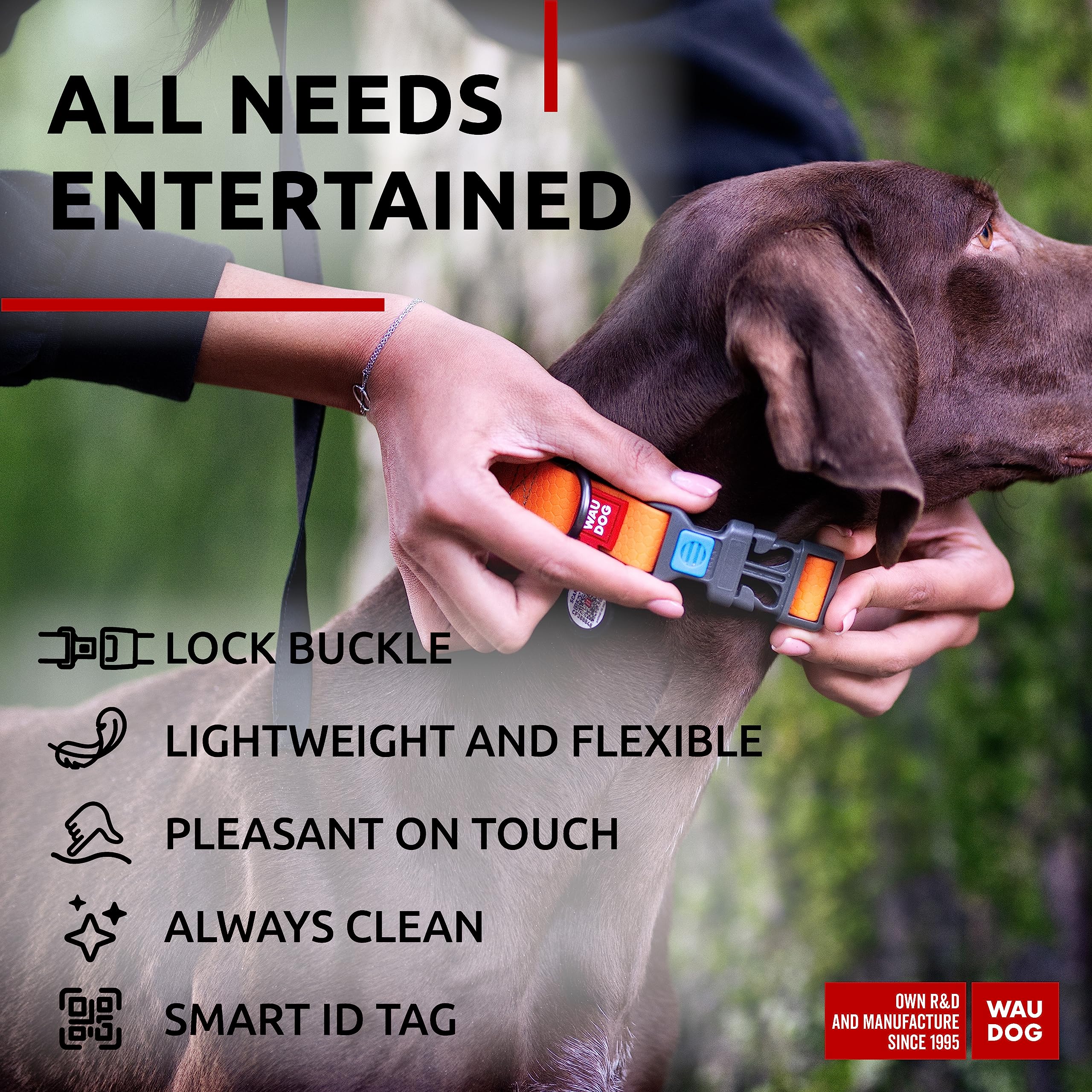 Waudog Waterproof Dog Collar - Adjustable Dog Collar For Large Dogs, Small And Medium Dogs - Breakaway Dog Collar Waterproof Wit