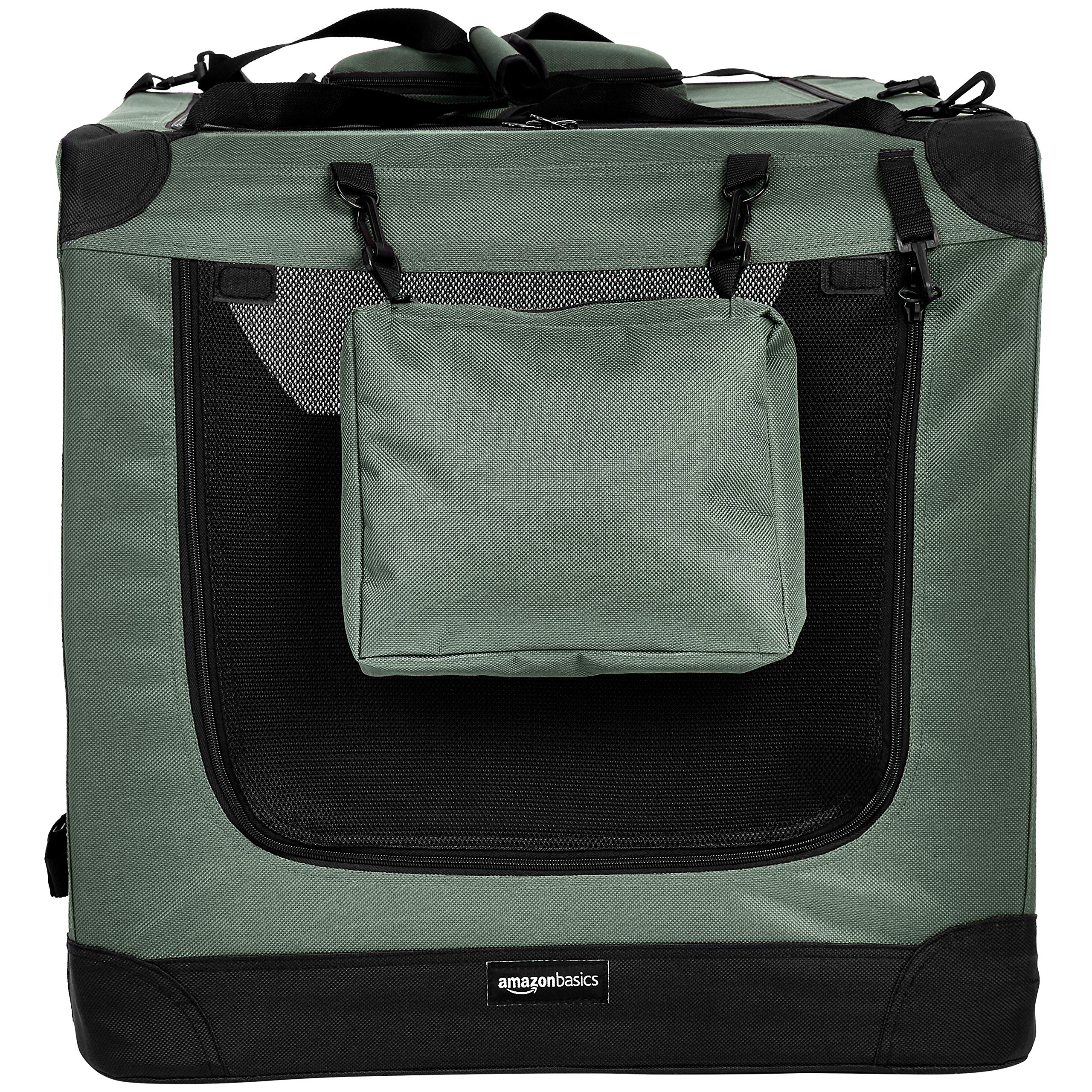 Amazon Basics Folding Portable Soft Pet Dog Crate Carrier Kennel, 36 X 24 X 24 Inches, Grey