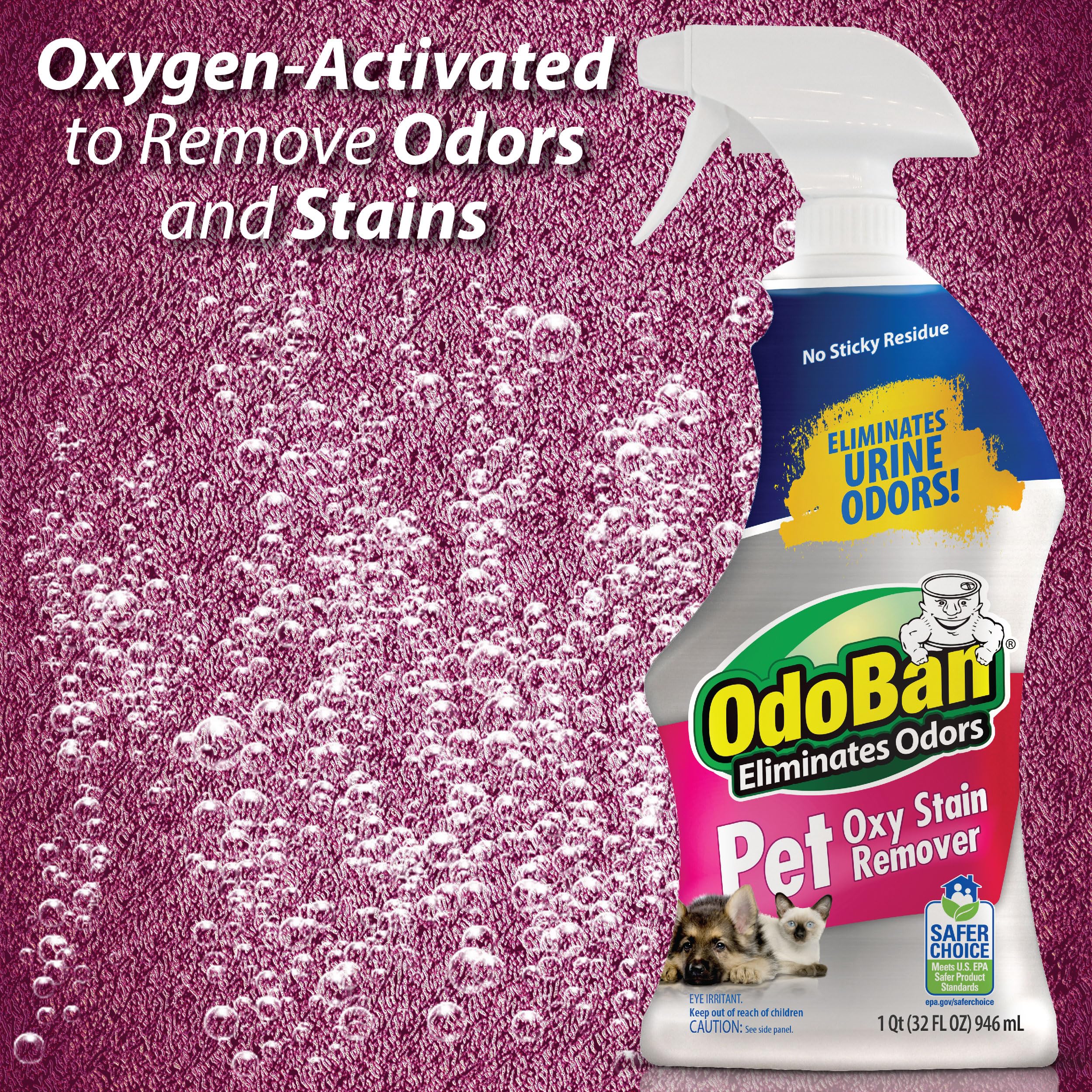 Odoban Pet Solutions Oxy Stain Remover, Pet Stain Eliminator, 10-Pack, 32 Ounce Spray Each