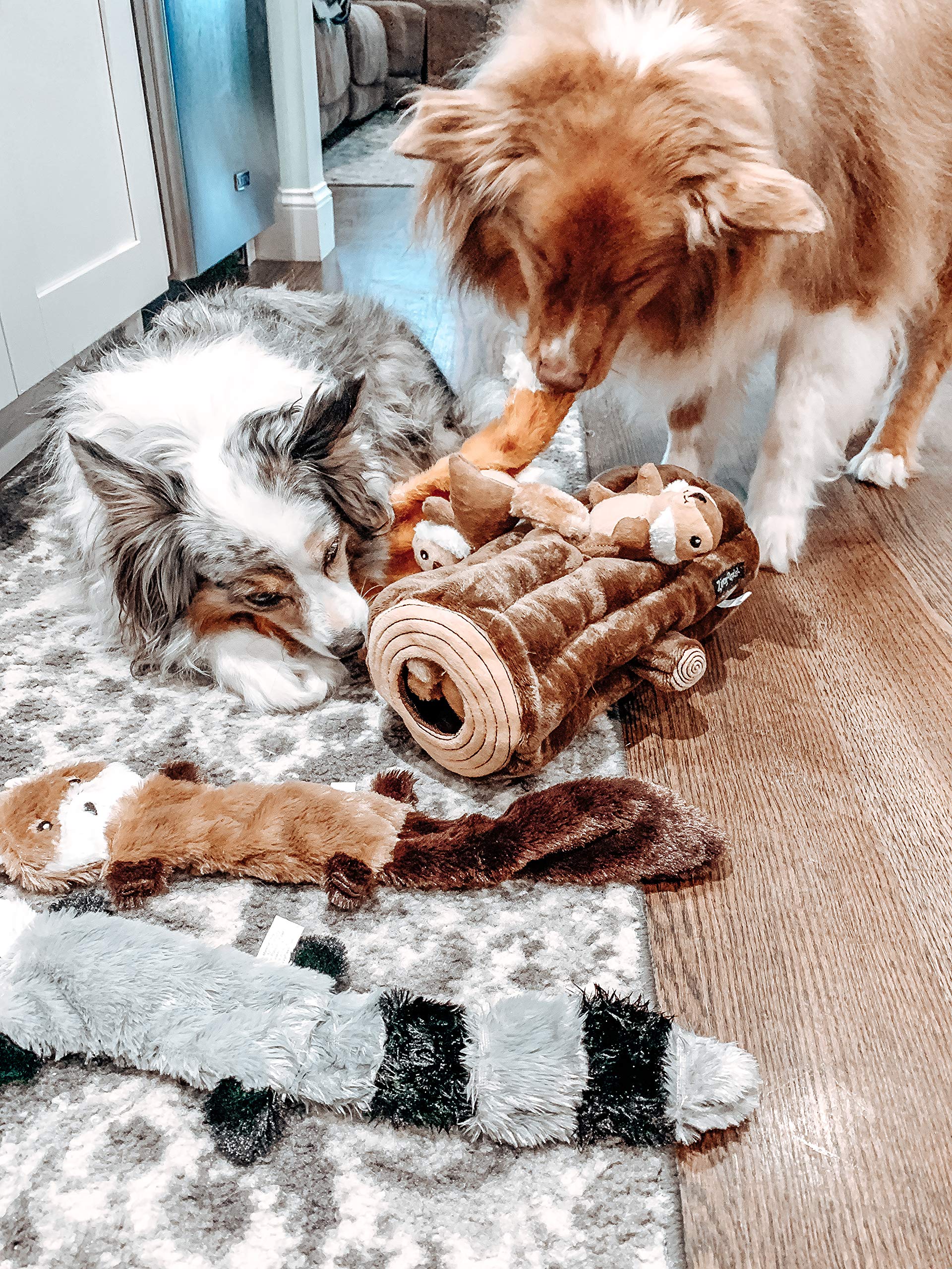 ZippyPaws Loopy Plush Dog Toys - Unstuffed Chew Toys, 18" (3 Pack), Fox, Raccoon, Squirrel, Model ZP059