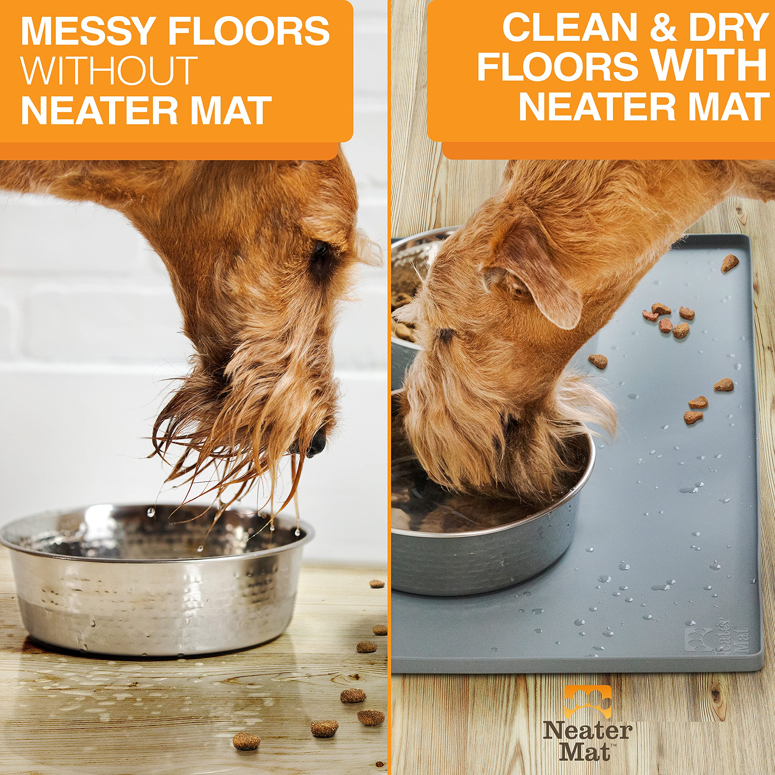 Neater Pet Brands Neater Mat Pet Mats for Food and Water, Cat & Dog Bowl Mat Waterproof Silicone, Feeding Tray, Dog Food Mats fo
