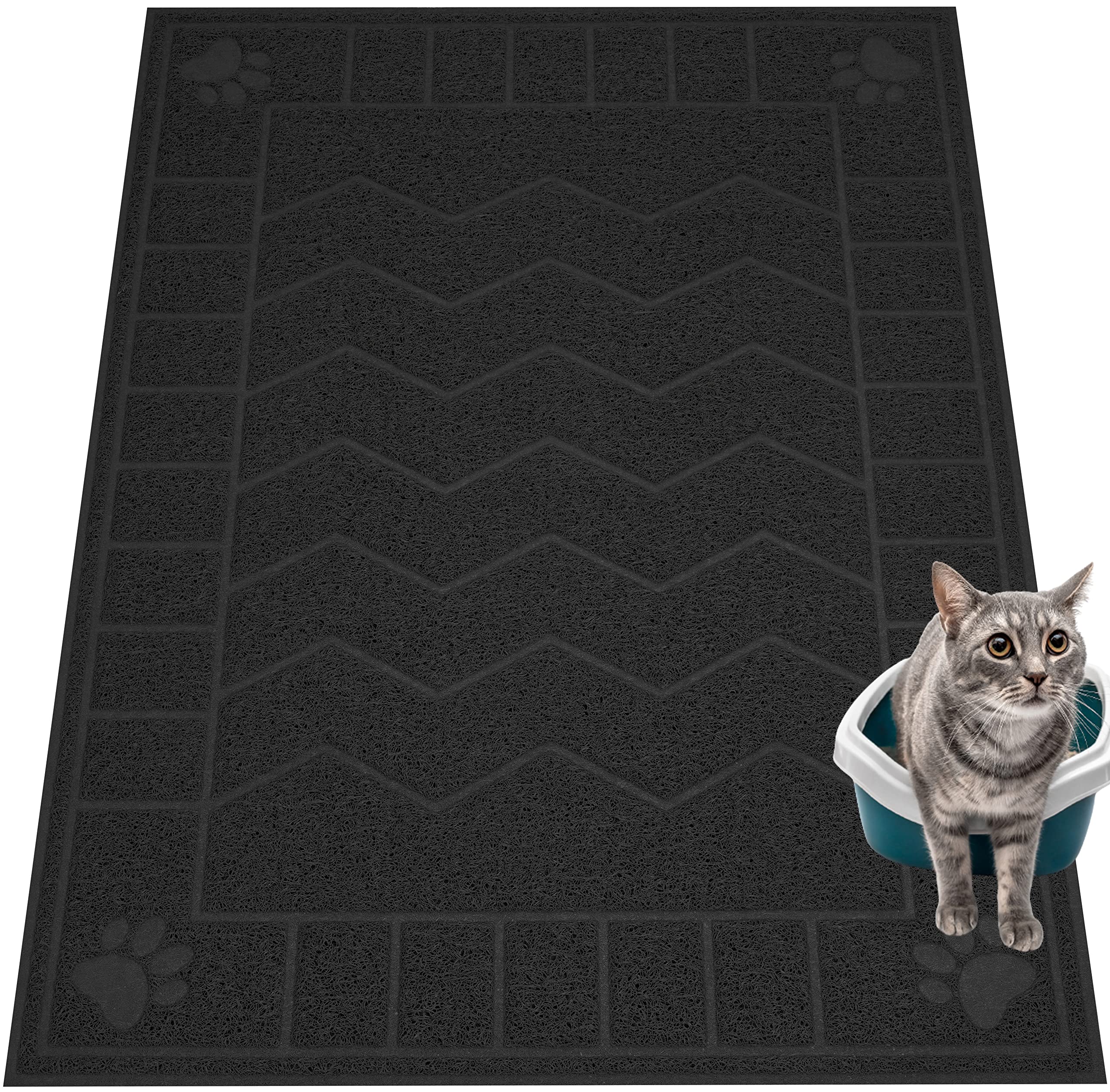 Motsamla Cat Litter Mat, Litter Trapping Mat Soft On Kitty Paws, 47' X 35' Kitten Litter Box Mat For Cleaner Floors, Waterproof, Easy Clean, Durable Xl Large Size Cat Litter Pad For Kitten.