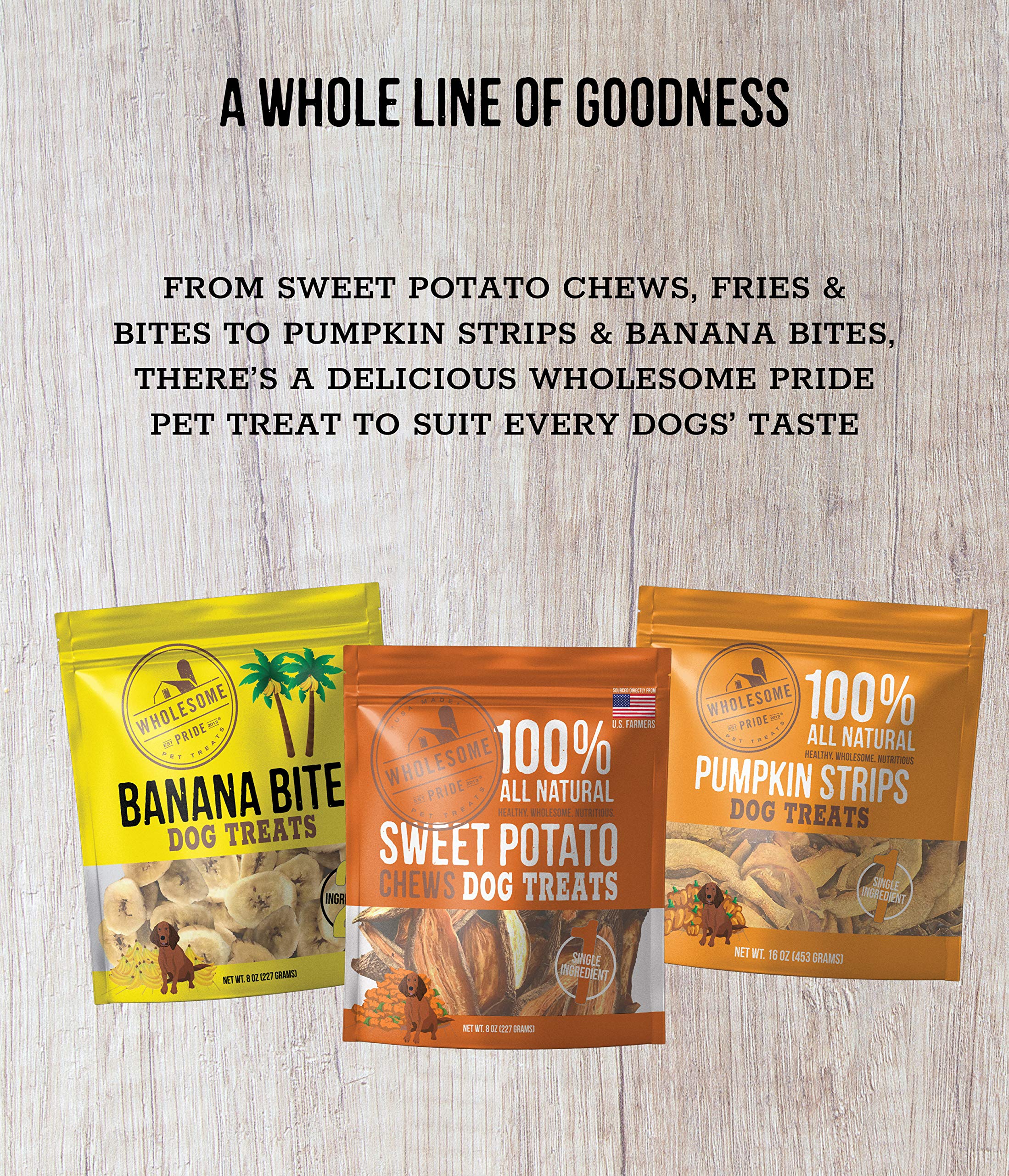 Wholesome Pride Banana Bites 100% All-Natural Limited Ingredient Dog Treats, 16 oz