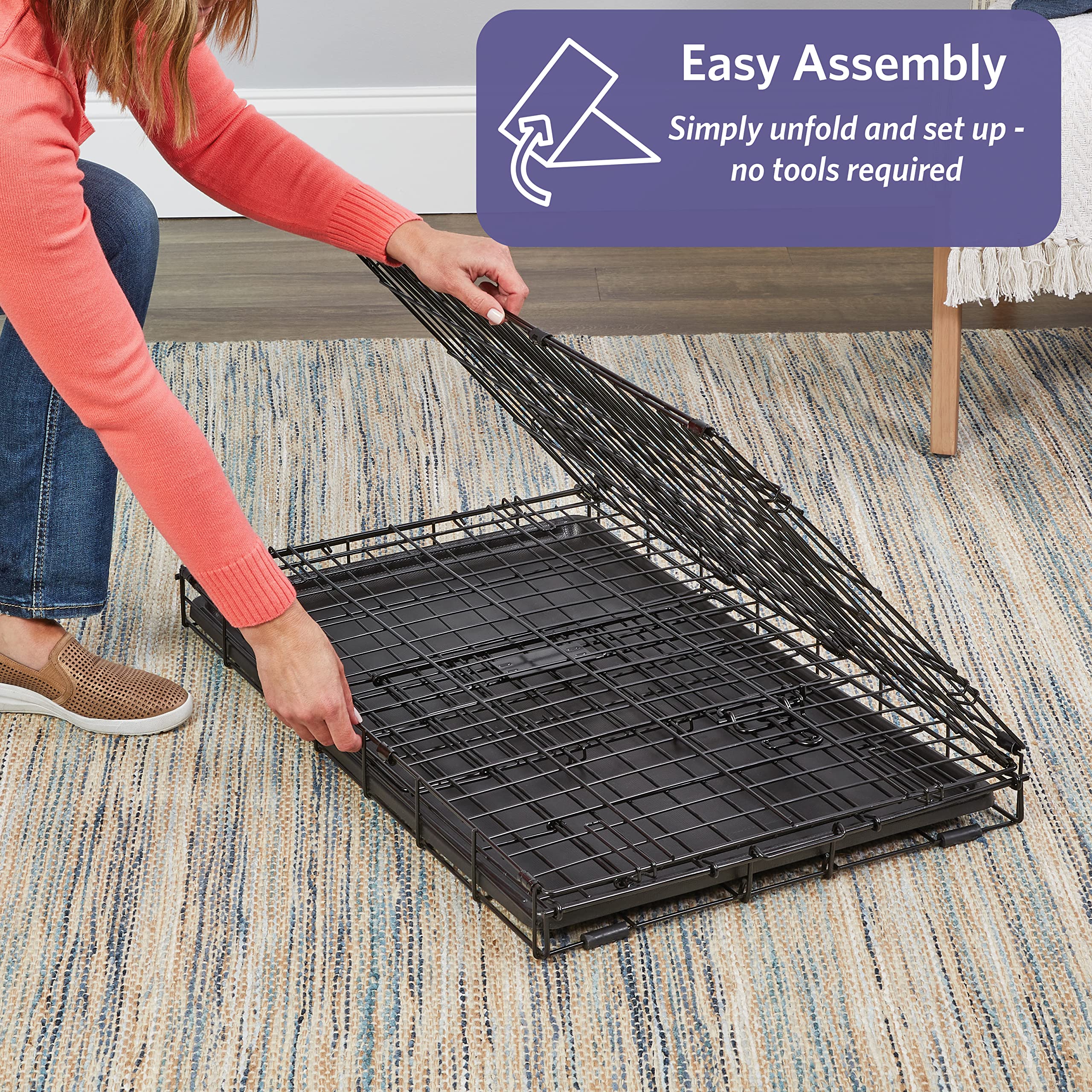 Midwest Homes For Pets Newly Enhanced Single Door Icrate Dog Crate, Includes Leak-Proof Pan, Floor Protecting Feet , Divider Pan
