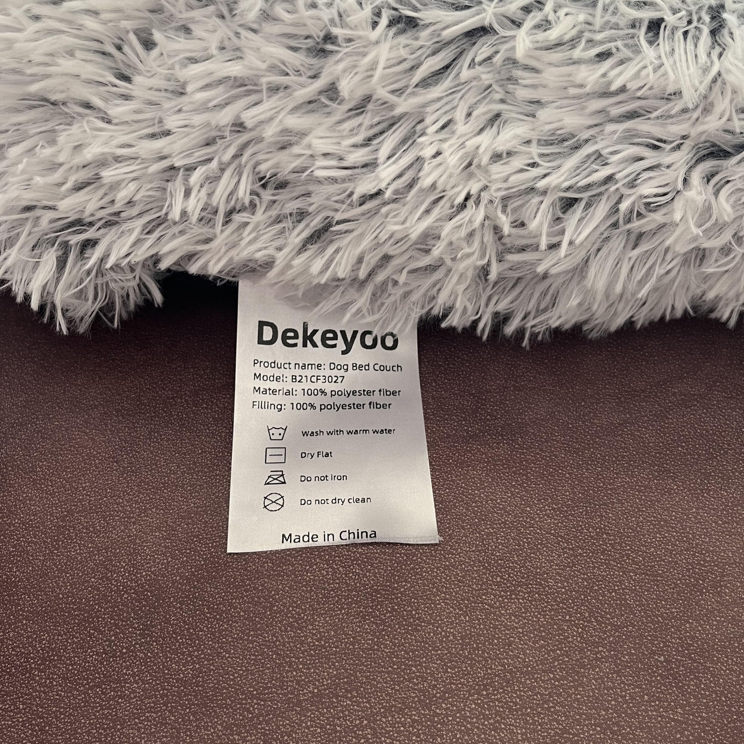 Dekeyoo Waterproof Calming Dog Bed, Pet Couch Protector Plush Dog Mat Dog Sofa, Pet Furniture Cover With Soft Neck Bolster, Machine Washable Silver Gray Large