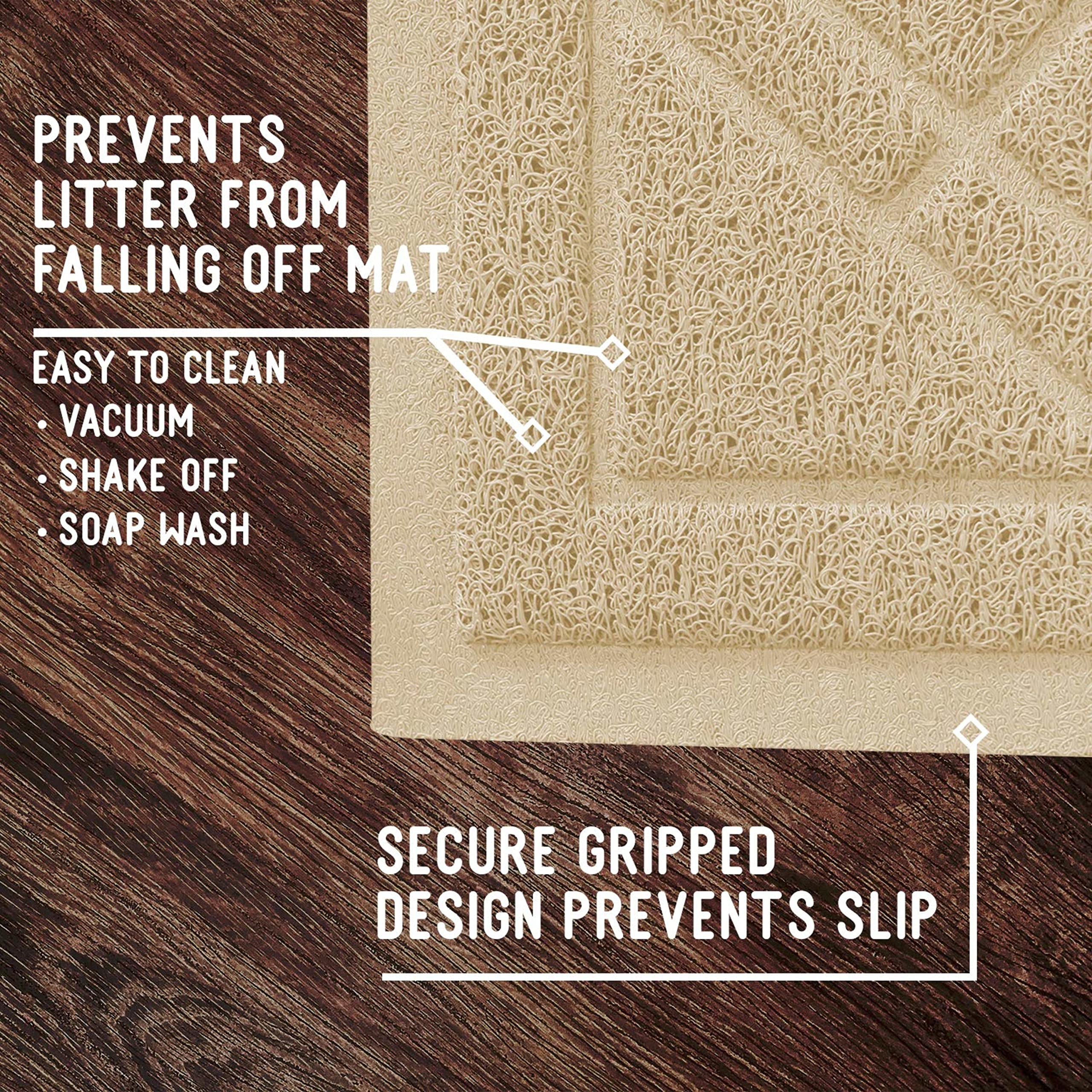 Downtown Pet Supply - Padded Non-Slip Cat Litter Mat - Waterproof For All Litter Types - Beige Large 35 In X 42 In