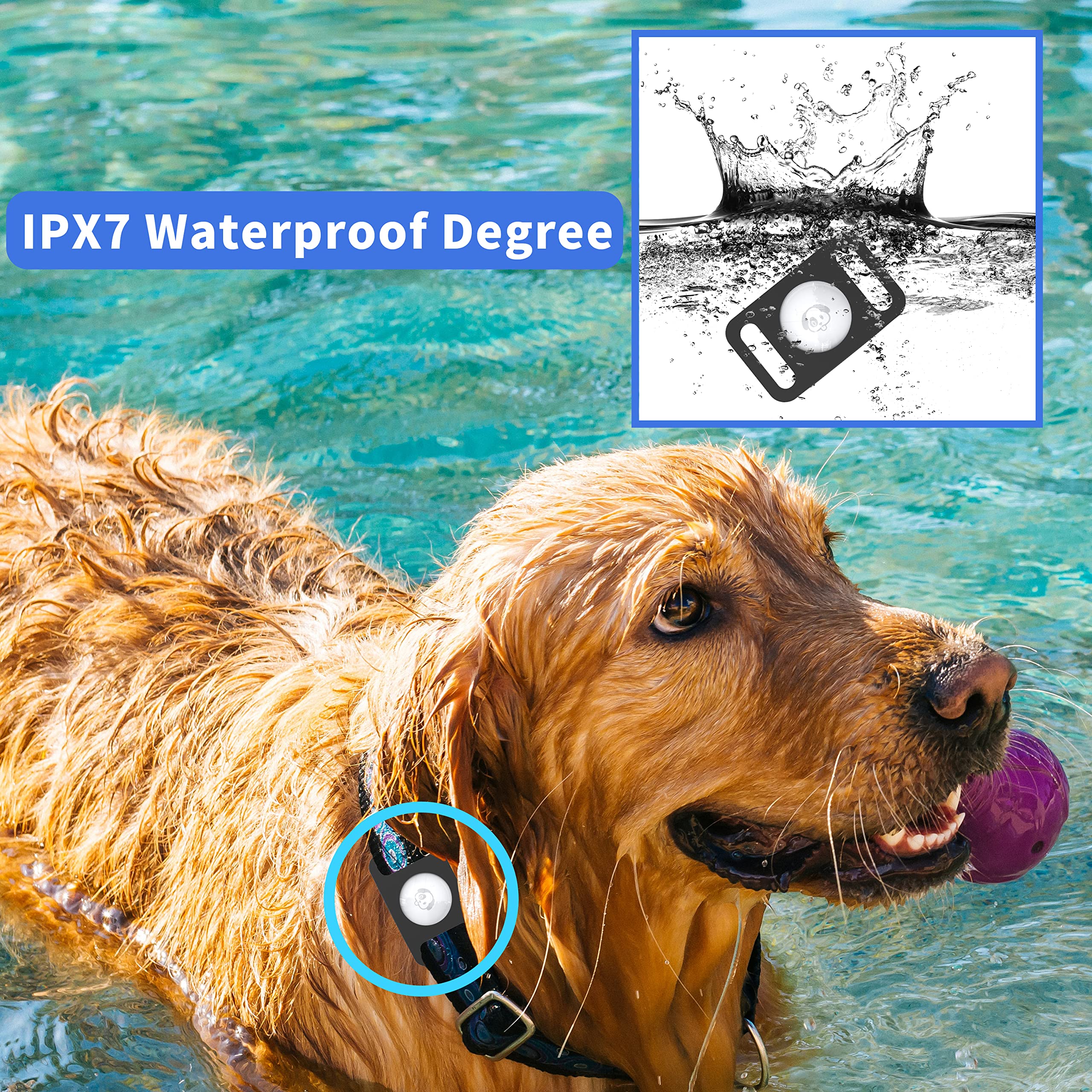 Ipx7 Waterproof Airtag Holder, Damonlight 2 Packs Airtag Dog Collar Holder Fit For Dog Cat Collar Pet Loop Air Tag Holder Accessories, Anti Scratch Silicone Case Lightweight Soft (Black)