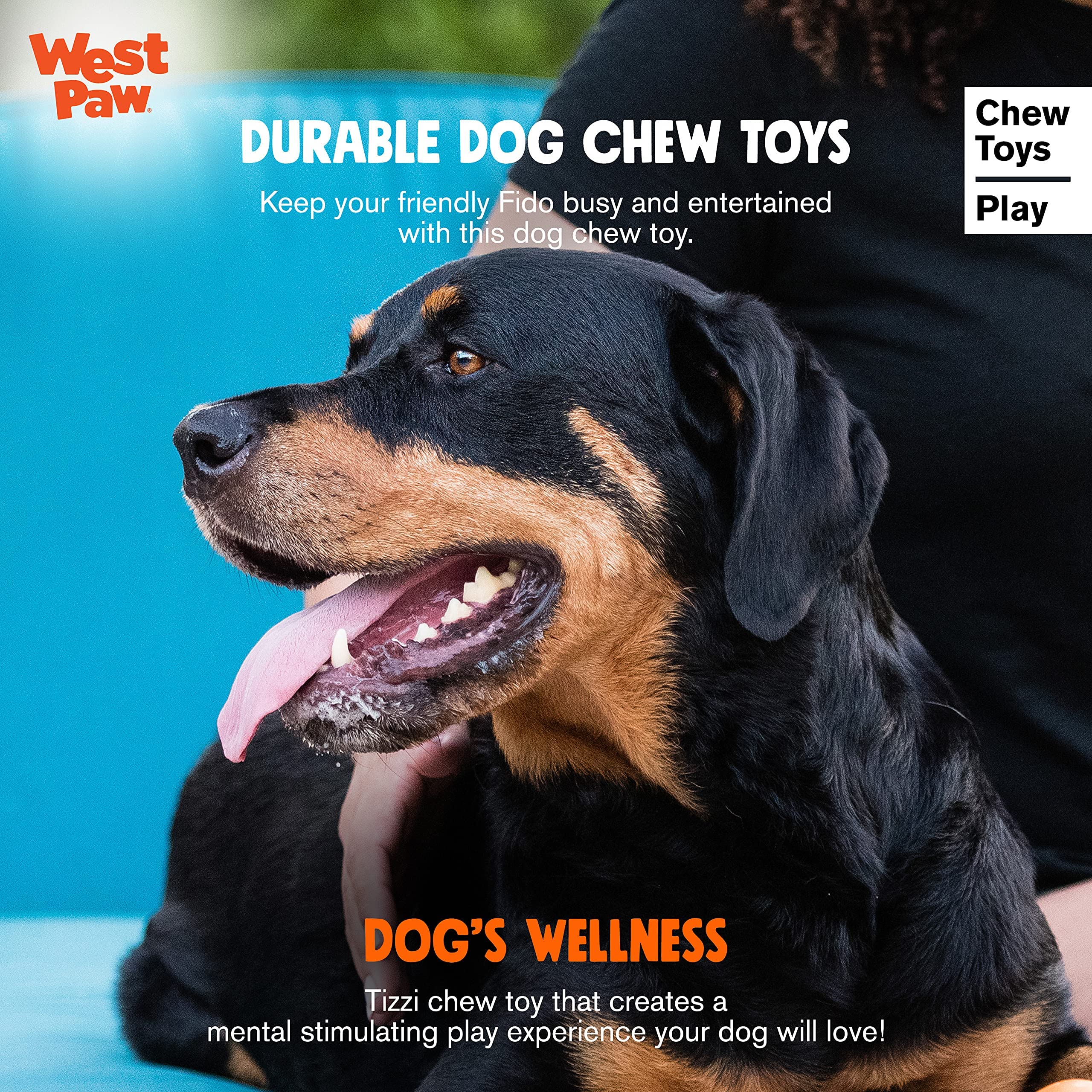 WEST PAW Zogoflex Tizzi Treat Dispensing Dog Toy - Interactive Play Toy for Dogs, Puppies - Floatable, High-Flying Dog Toys for