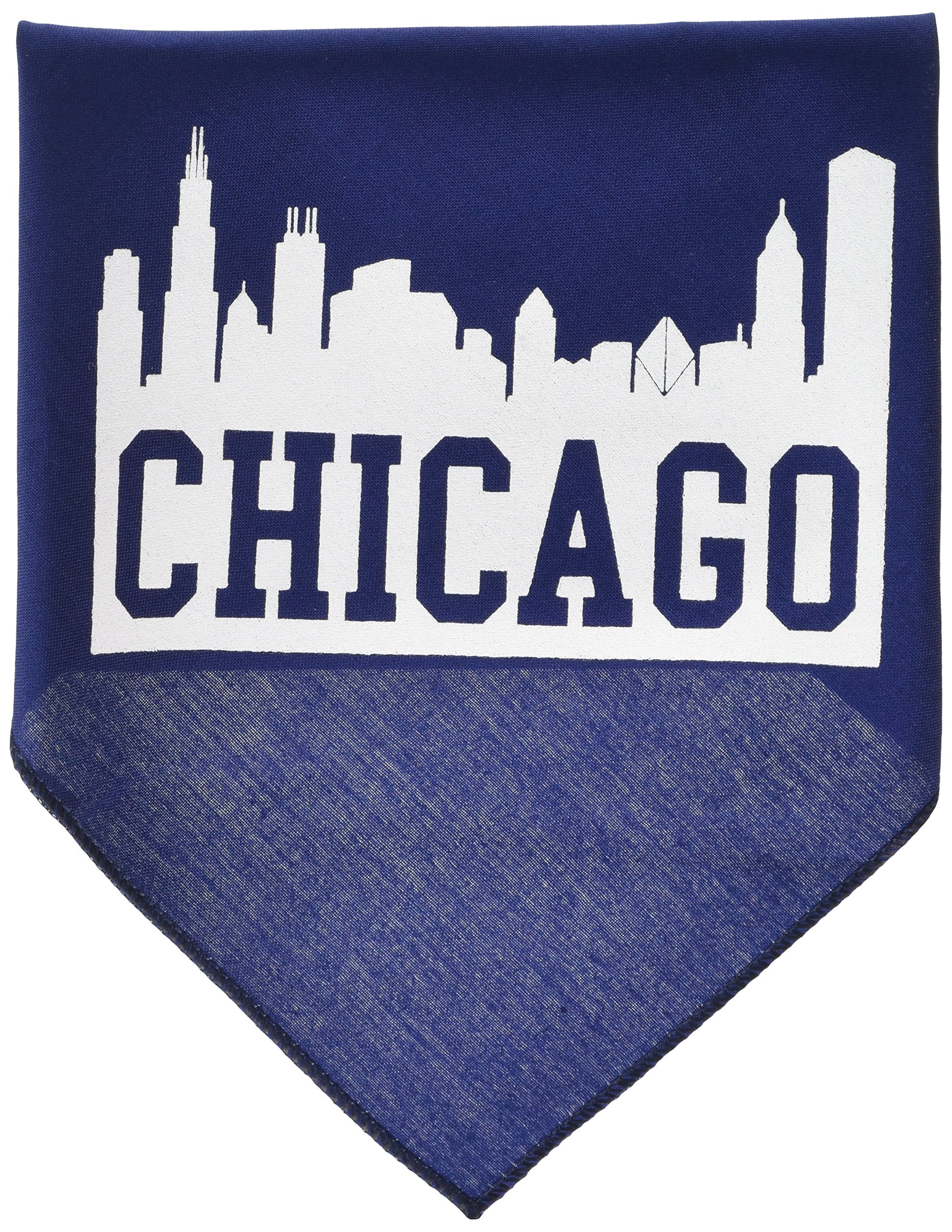 Pet and Dog Bandana Screen Printed, &quot;Chicago Skyline&quot; Navy Blue Large