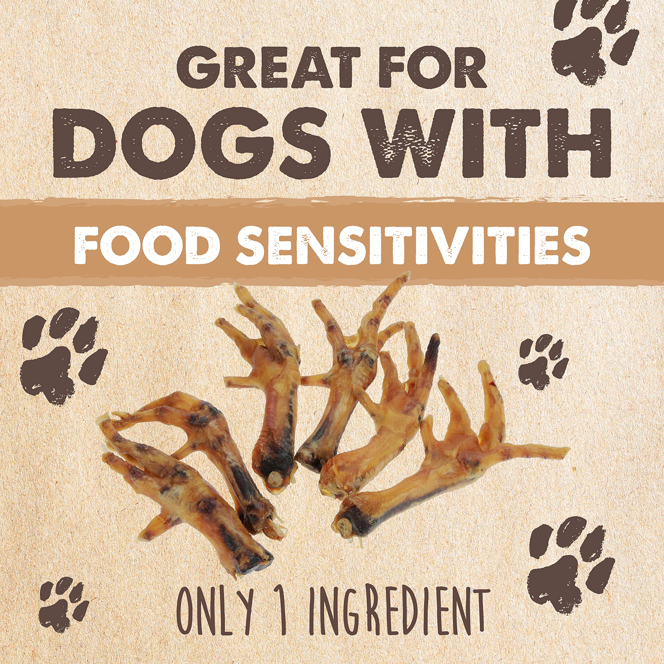 Mighty Paw Naturals Chicken Feet Dog Treats (30 Pack) | 100% Natural Dehydrated Chicken Feet for Dogs. Dried Chicken Feet for Do