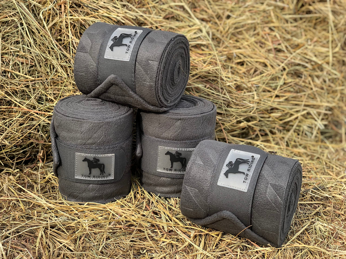 Tgw Riding Polo Leg Wraps, Equine Fleece Polo Wraps (Set Of 4) - Horse Leg Bandages (Iron Grey)