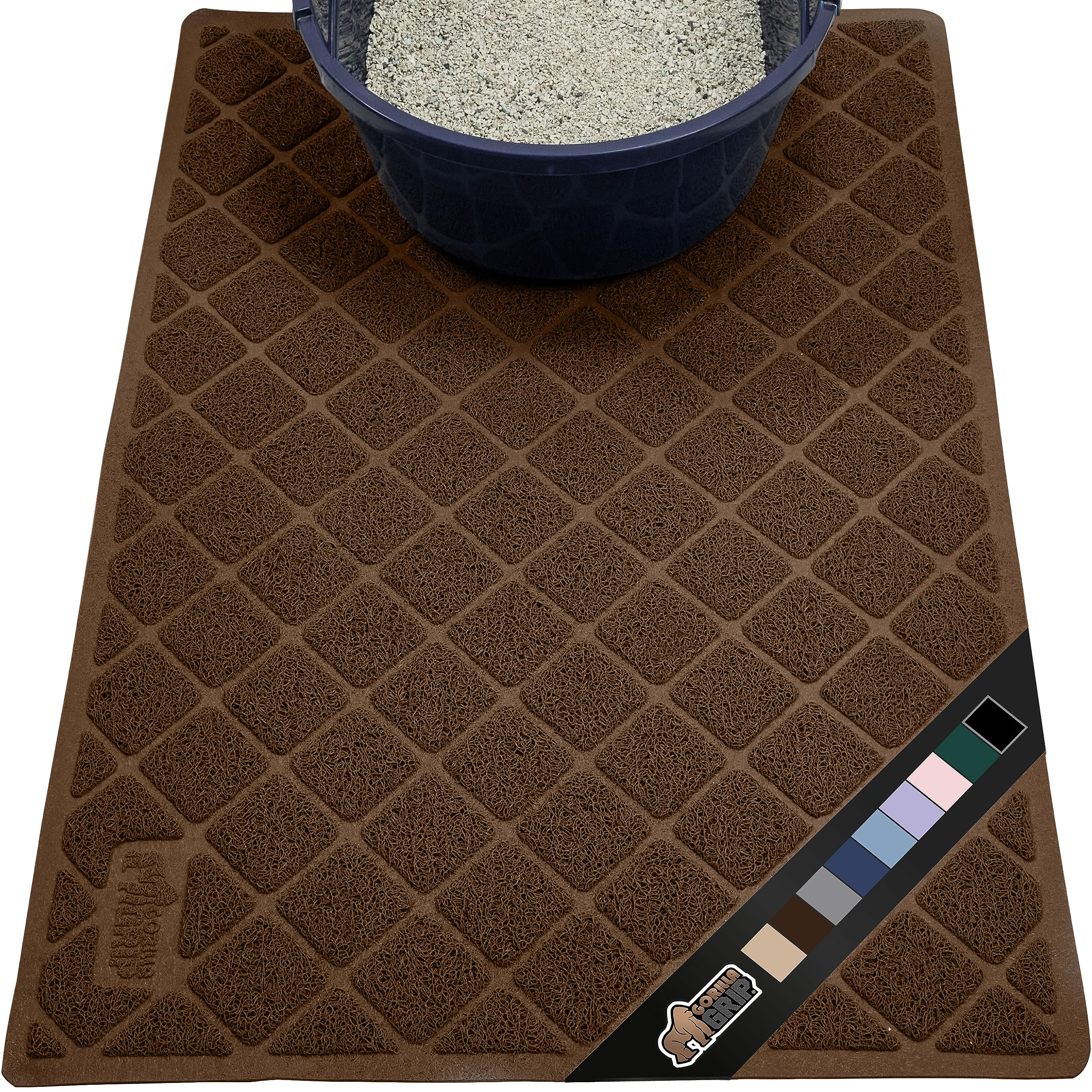 The Original Gorilla Grip Water Resistant Cat Litter Box Trapping Mat, Easy Clean, Textured Backing, Traps Mess For Cleaner Floo