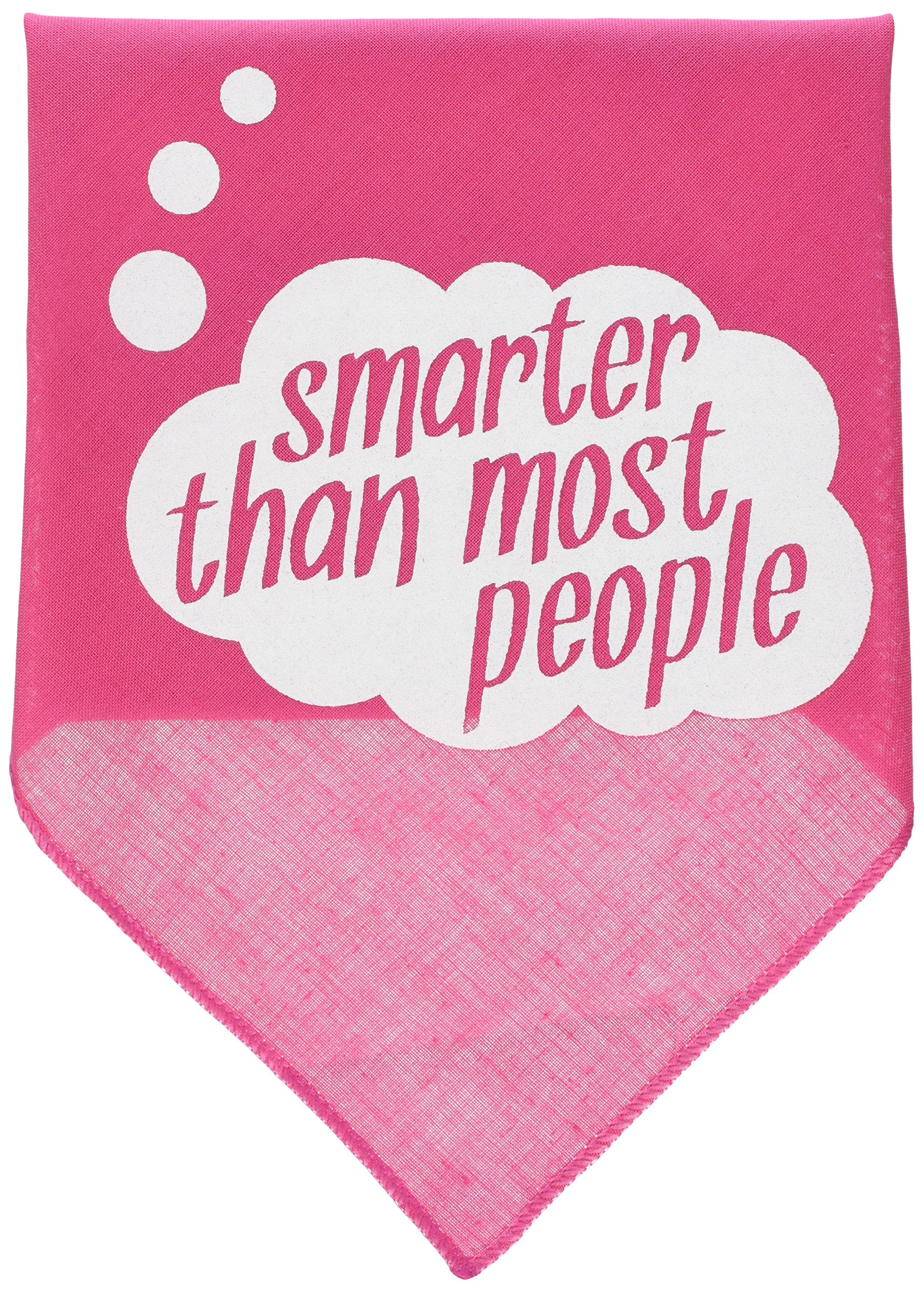 Pet and Dog Bandana Screen Printed, &quot;Smarter Than Most People&quot; Bright Pink Large