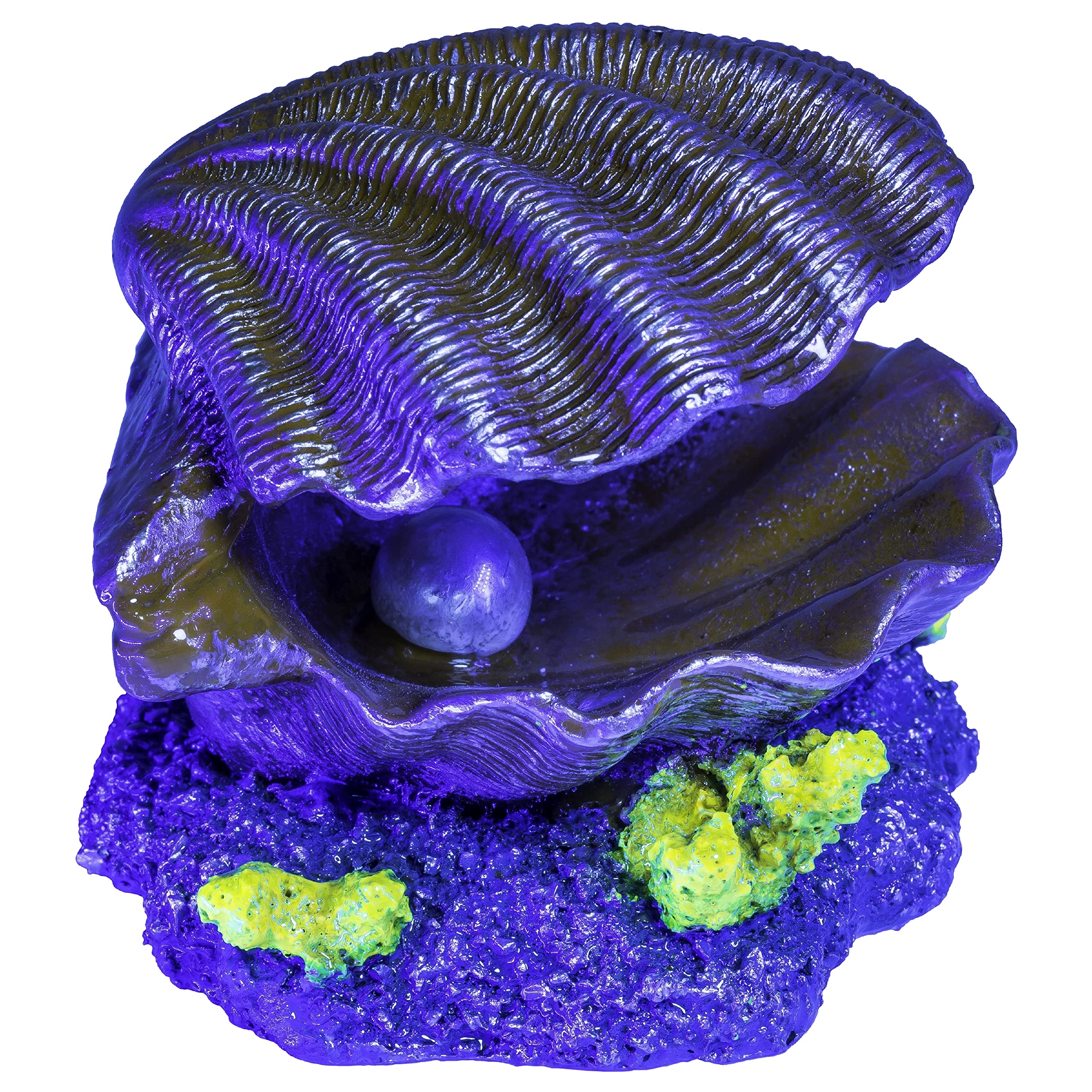 GloFish Clam Ornament, Detailed Aquarium Ornament, Hideaway For Fish