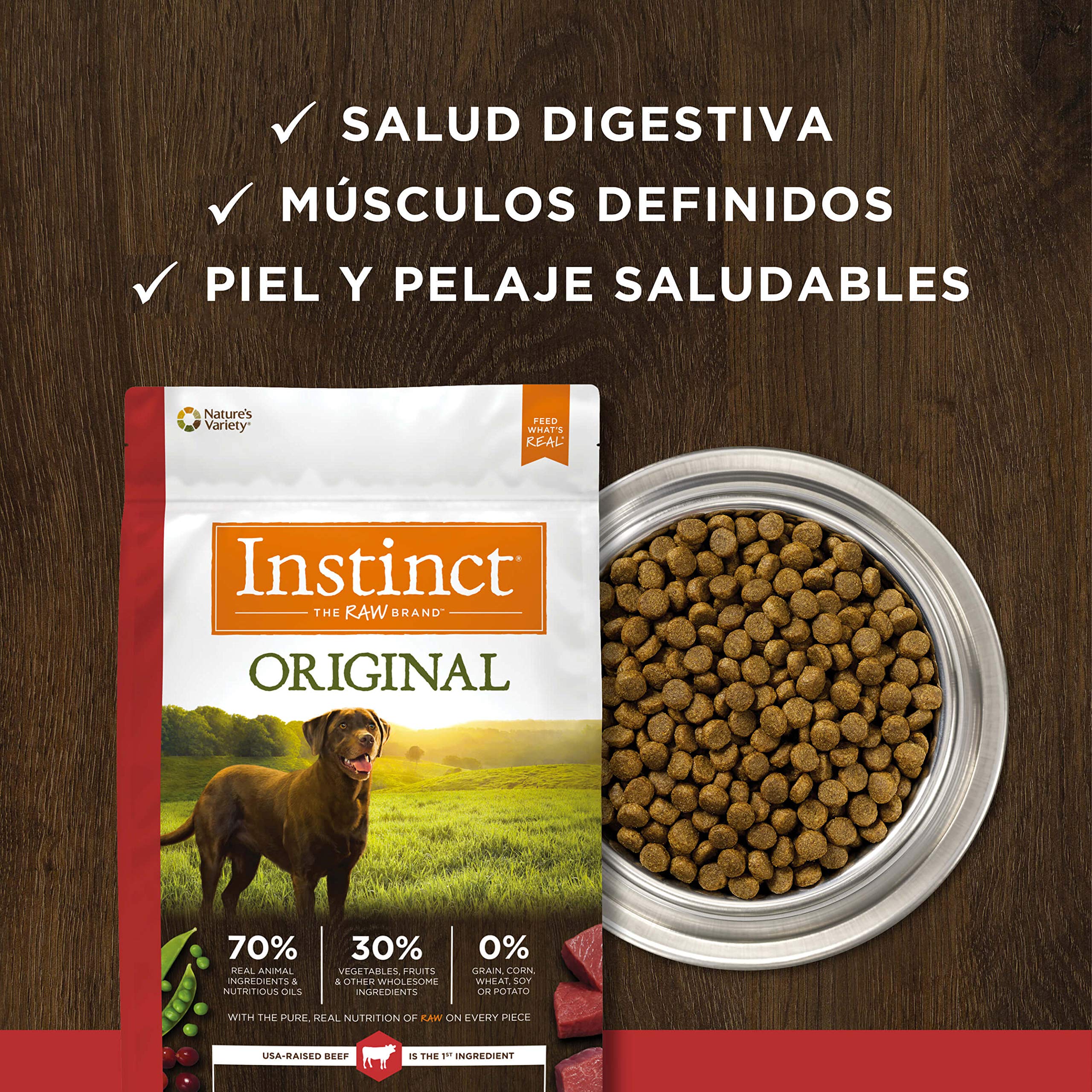 Instinct Original Dry Dog Food, Raw Coated Kibble, High Protein, Grain Free Recipe - Real Beef, 20 lb. Bag