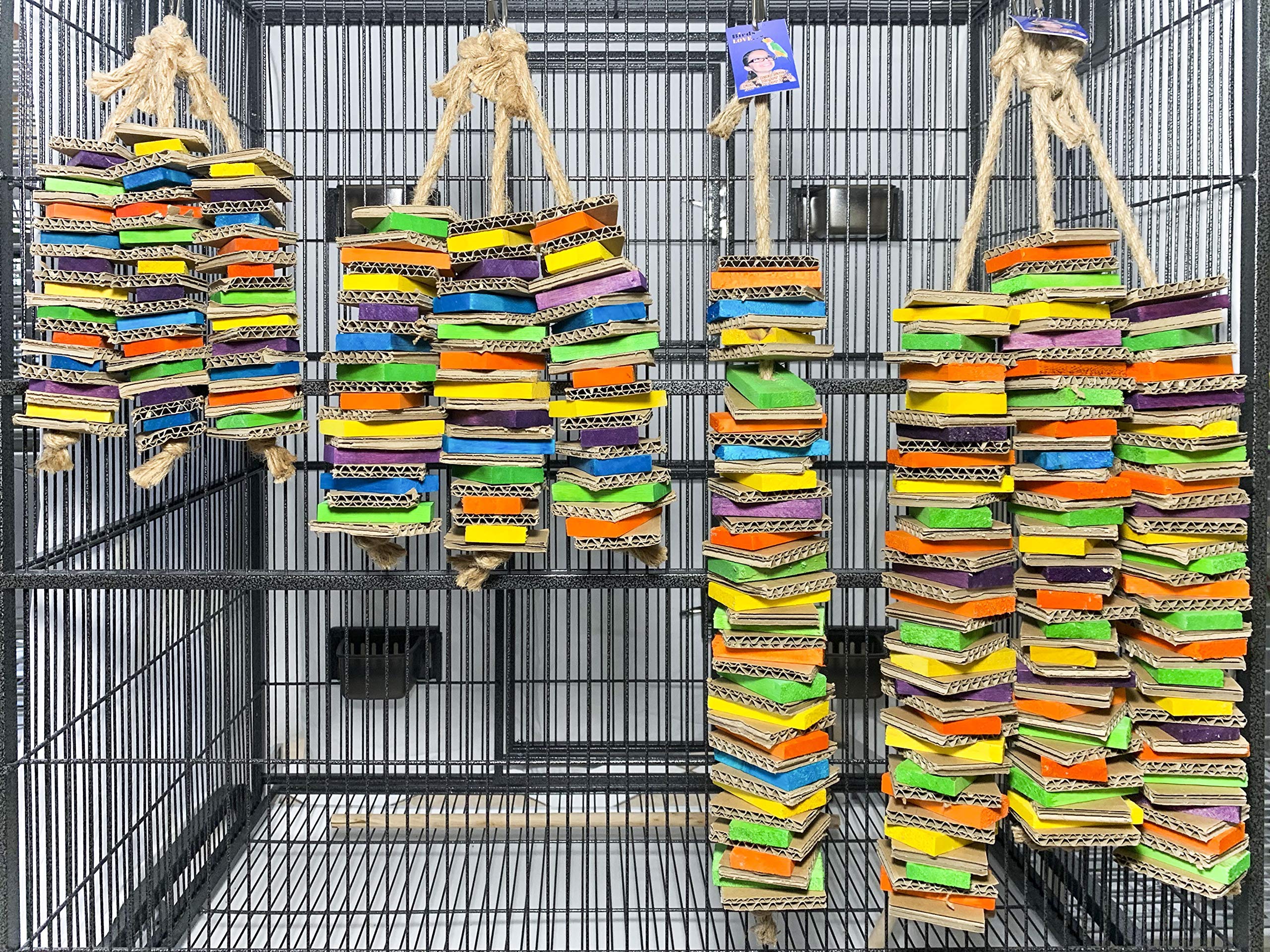 Birds Love Chew-Tastic Triple Tower Of Shredded Fun Medium Bird Toy For African Grey Conures Sun Conures Caiques Senegals Small Cockatoos Quakers And Similar Small To Medium Sized Birds