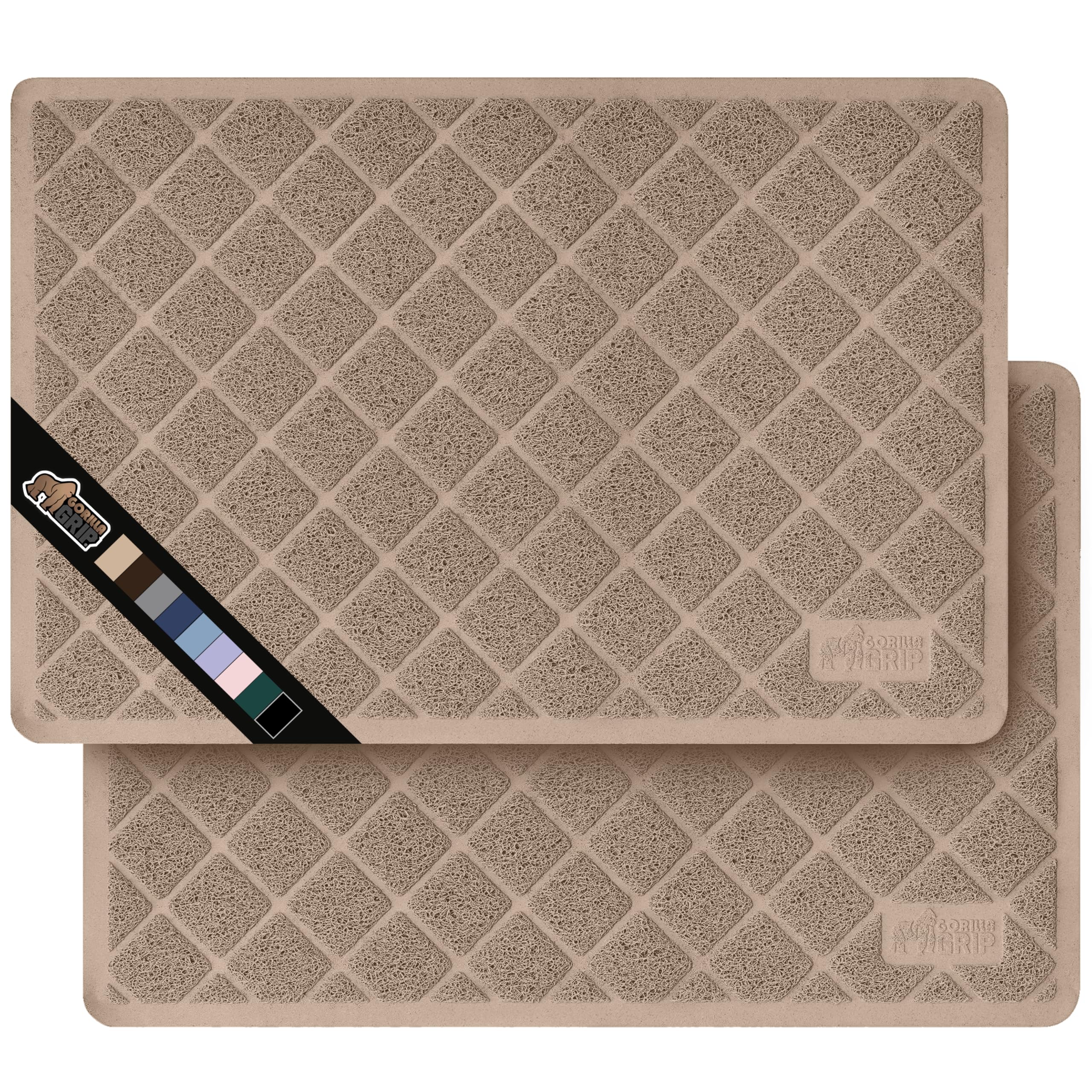 The Original Gorilla Grip Water Resistant Cat Litter Box Trapping Mat 2 Pack, 35X23, Easy Clean, Textured Backing, Traps Mess Fo