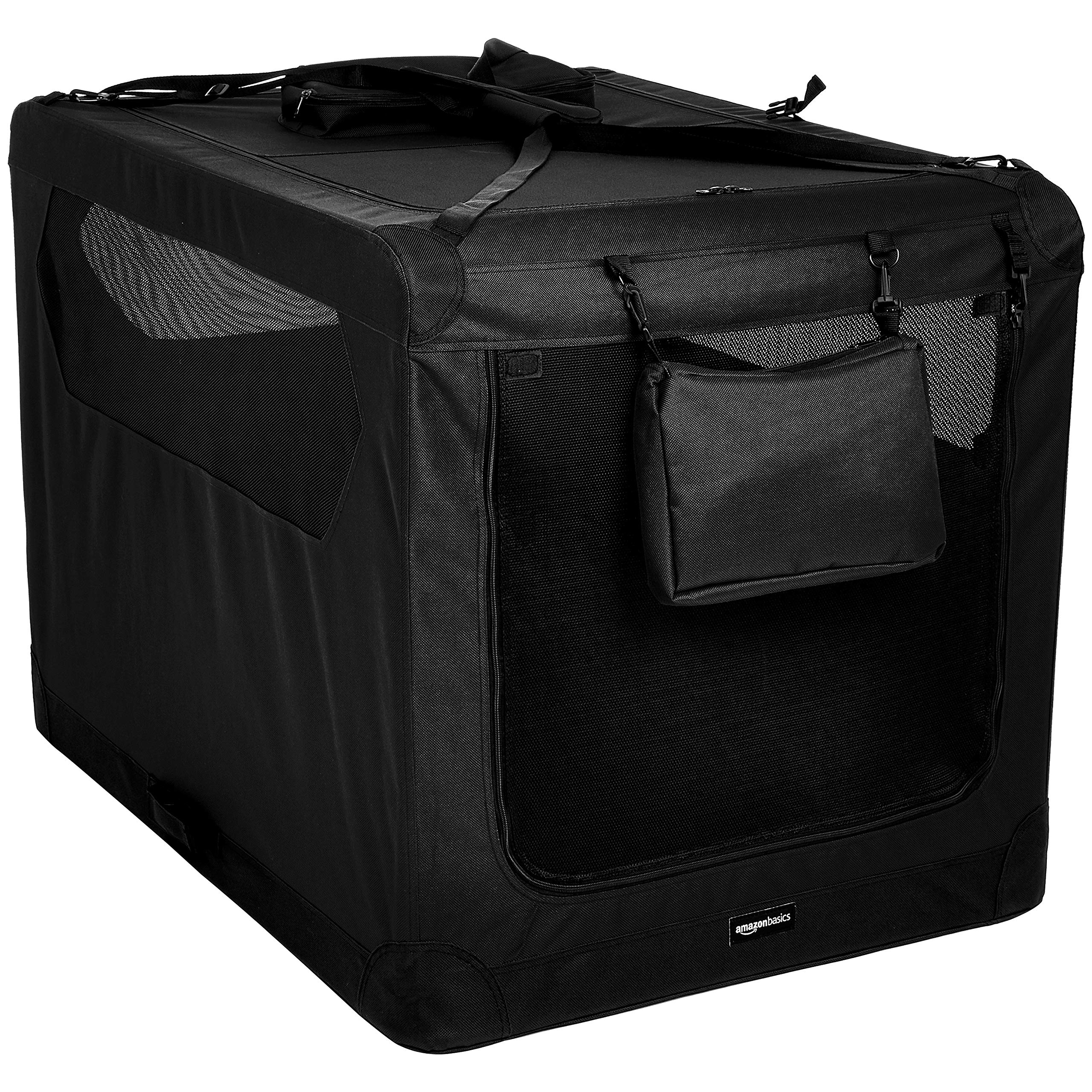 Amazon Basics Folding Portable Soft Pet Dog Crate Carrier Kennel, 42 X 31 X 31 Inches, Black