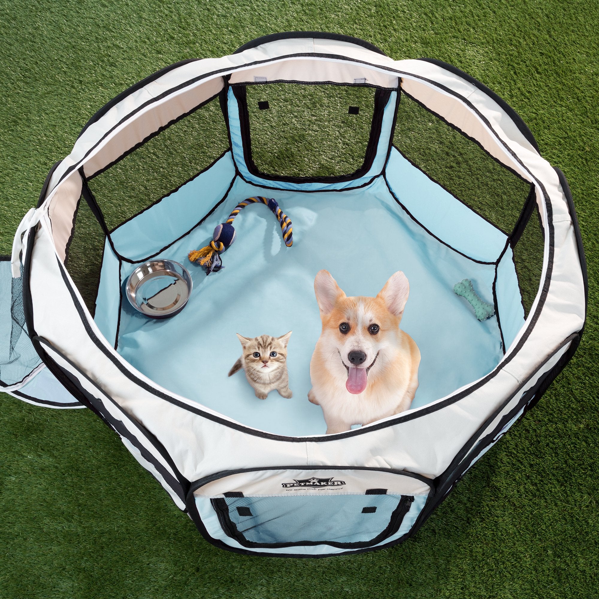 Pop-Up Pet Playpen - 38-Inch Indoor And Outdoor Dog Kennel With Carrying Bag - Portable Pet Enclosure For Dogs And Small Animals