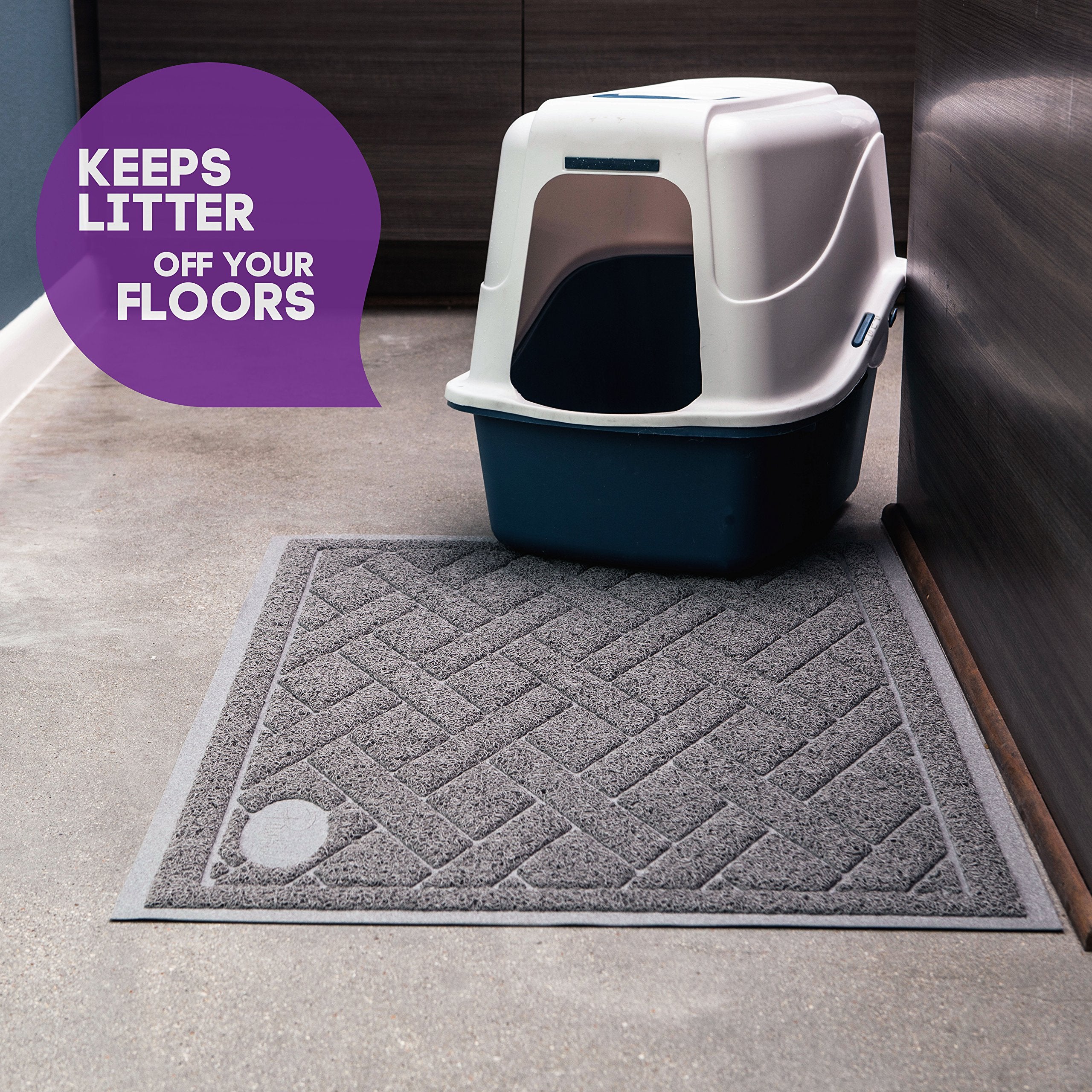 Pawkin Cat Litter Mat, Patented Design With Litter Lock Mesh, Extra Large, Durable, Easy To Clean, Soft, Fits Under Litter Box,