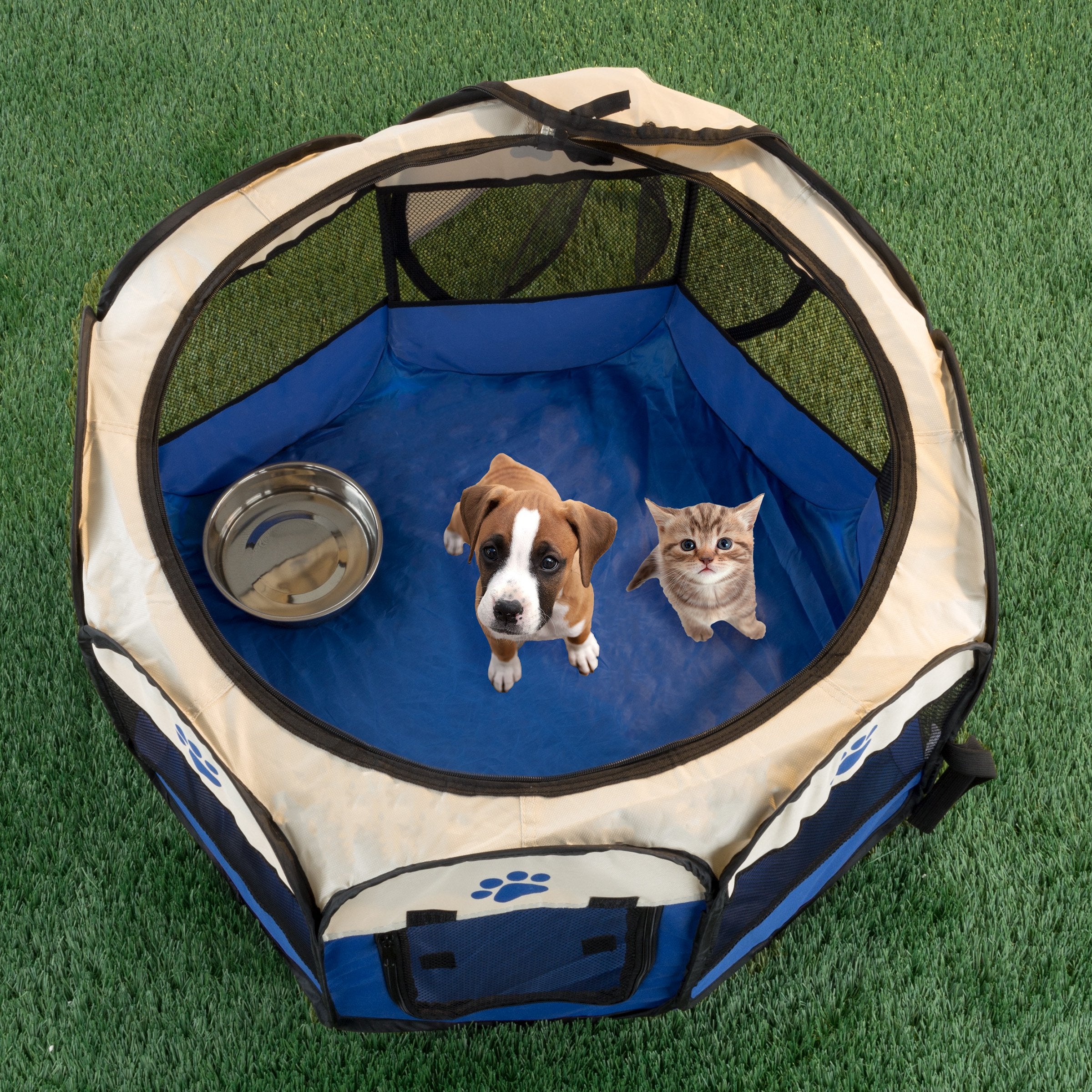 Pop-Up Pet Playpen - 26-Inch Indoor And Outdoor Dog Kennel With Carrying Bag - Portable Pet Enclosure For Dogs And Small Animals
