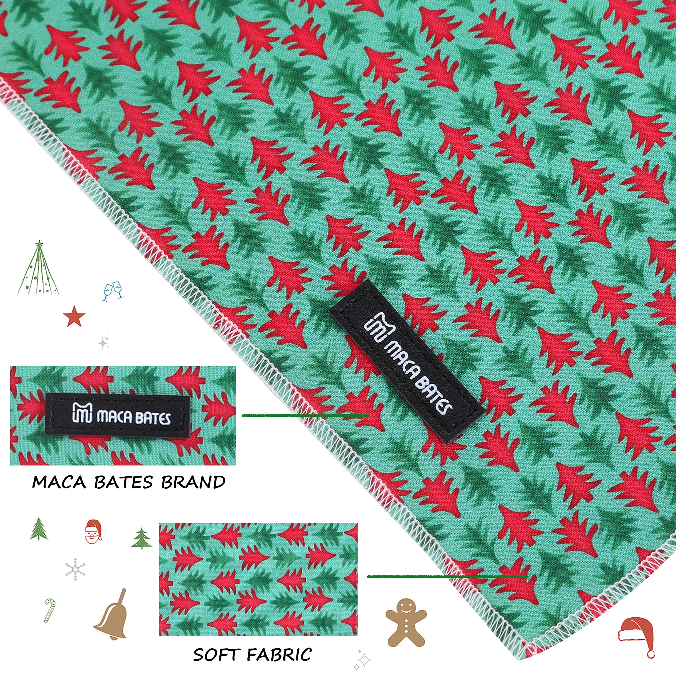 Maca Bates Christmas Dog Collar With Bow Tie & Flower Tie, Dog Bandana For Small Medium Large Dogs,Elk Christmas Tree Winter Dog
