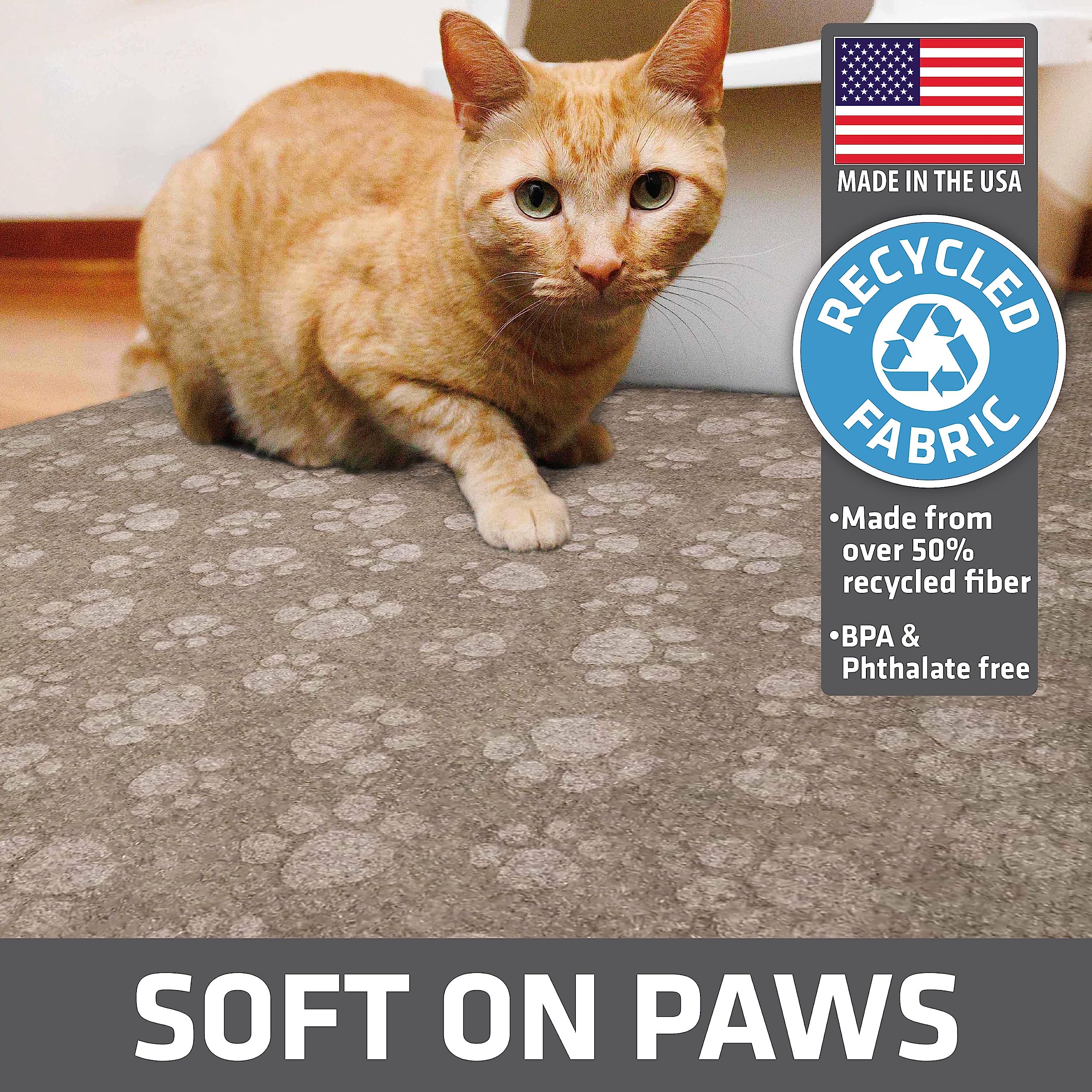 Drymate Premium Cat Litter Trapping Mat (Debossed Paw), Traps Mess From Box, Protects Floors, Urine-Proof, Machine Washable, Soft On Kitty Paws, Absorbent, Waterproof (Usa Made, Recycled Content)
