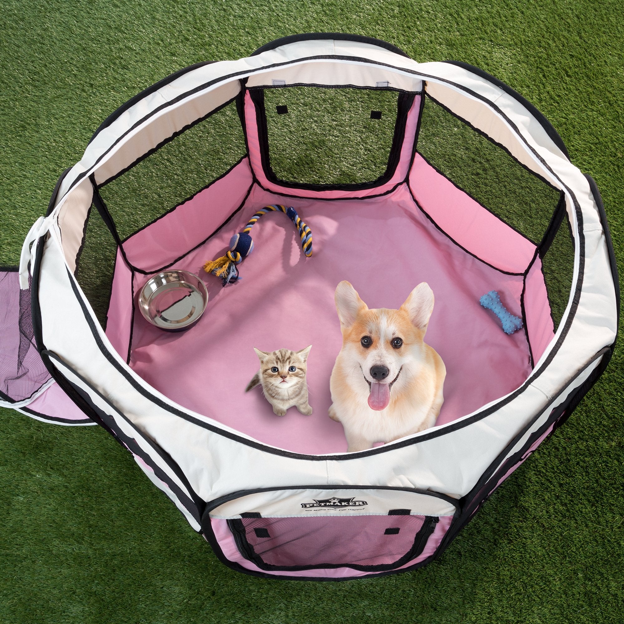 Pet Playpen - 38X24 Pop-Up Dog Kennel With Carry Bag - Portable Play Pen For Dogs, Cats, Rabbits, And Small Animals Up To 25Lbs