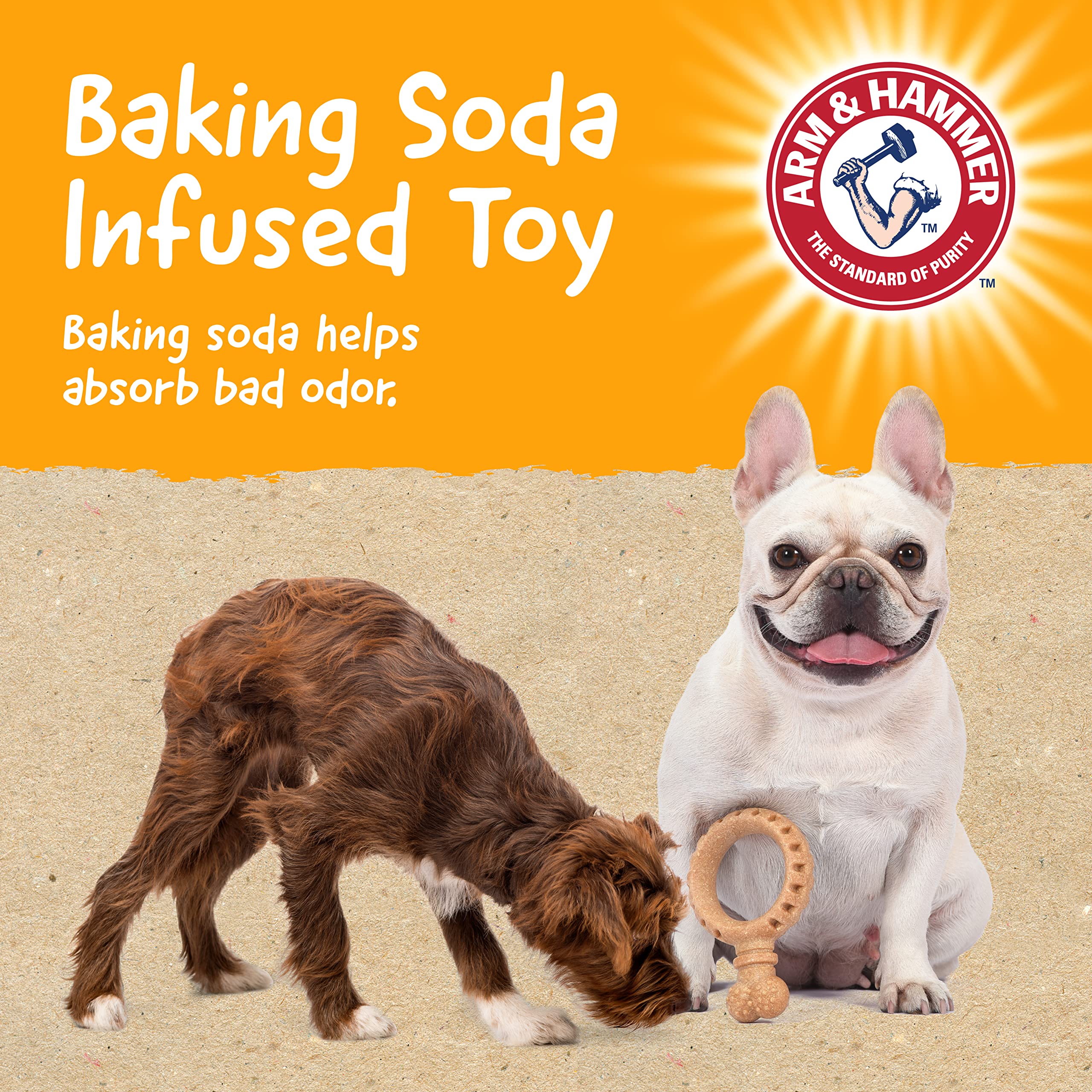 Arm & Hammer for Pets Barkies Ring Compressed Wood Collection, 5.5 Inch Peanut Butter Flavored Wood Blend Chew Toy for Dogs | Fa