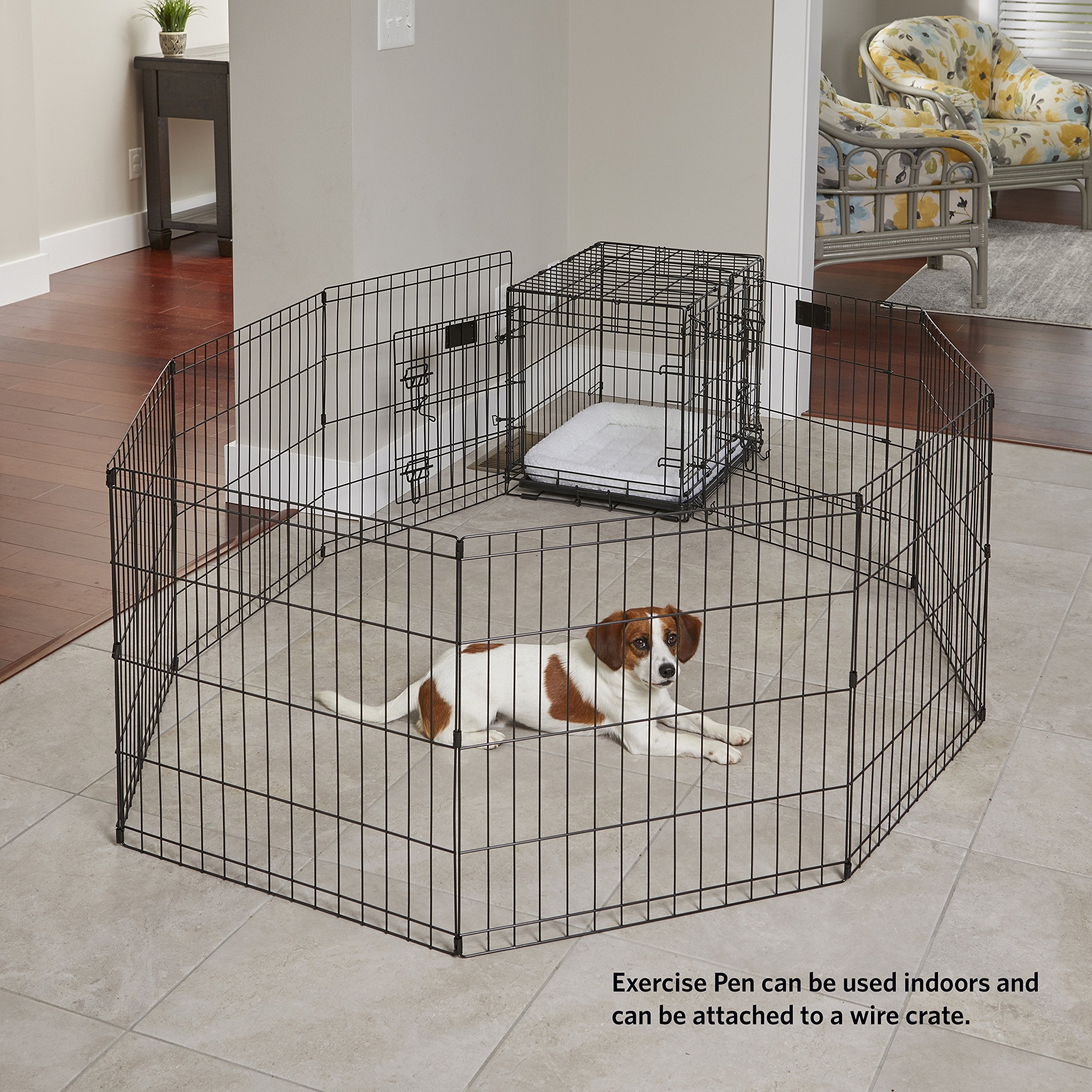 Midwest Homes For Pets Dog Exercise Pen & Playpen, 24'W X 30'W, With Door, Black
